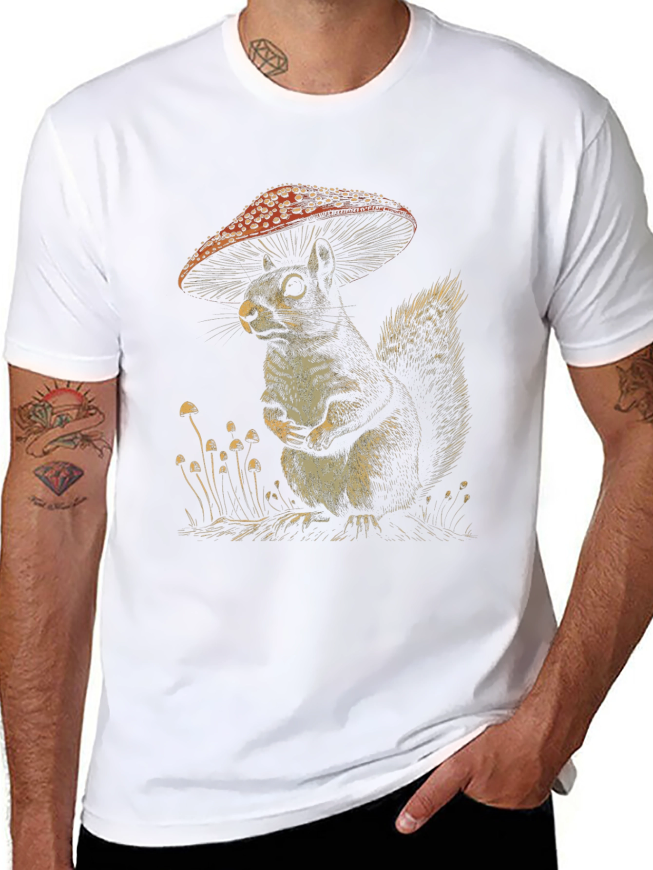Mushroom Squirrel T-Shirt - Fun Graphic Tee