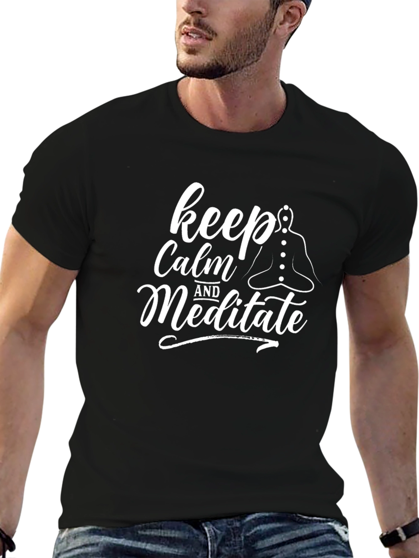 Keep Calm and Meditate Black T-Shirt