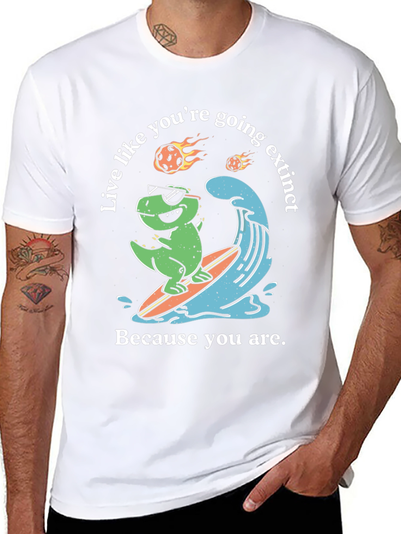 Dino Surfing T-Shirt - Live Extinct!