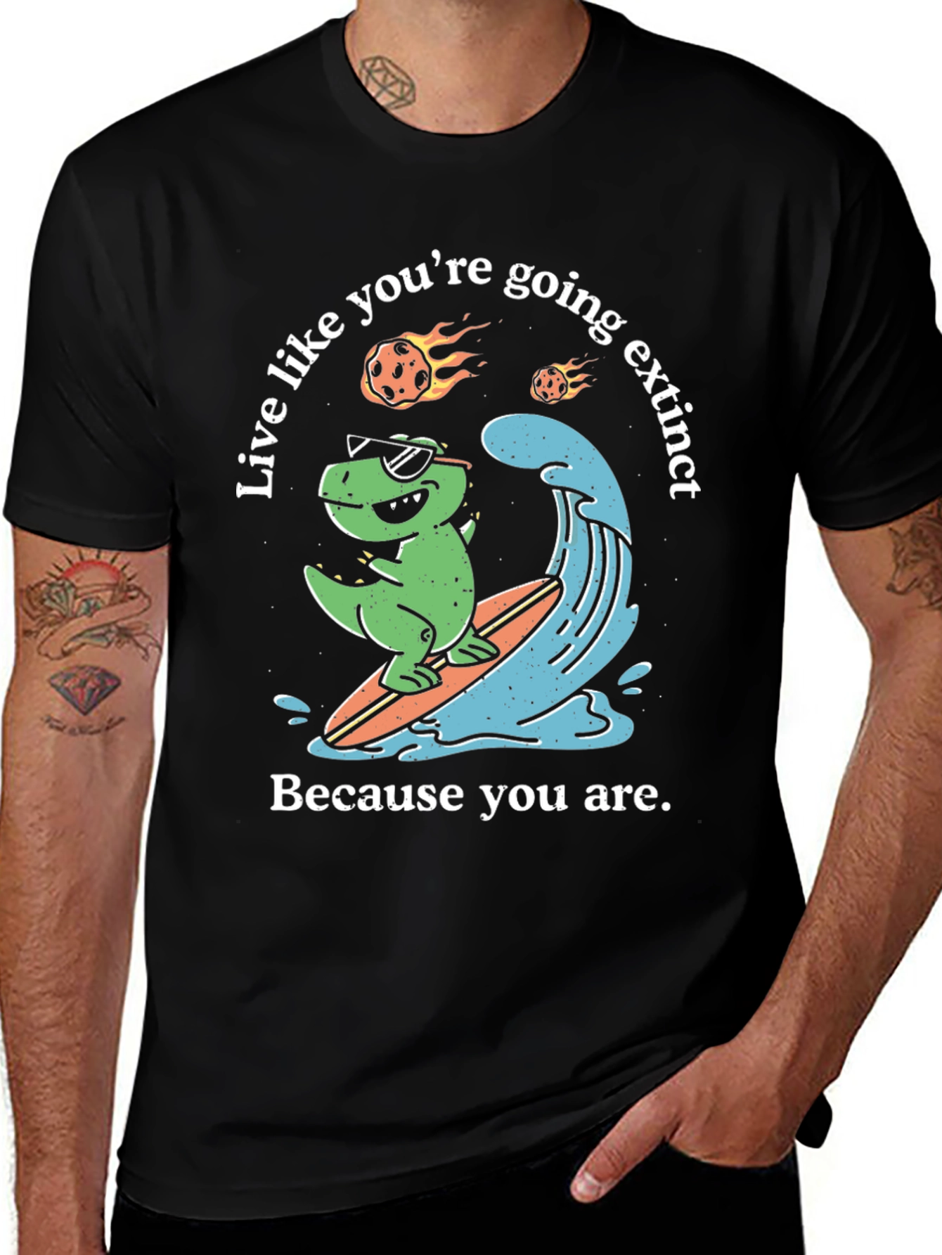 Dino Surfing T-Shirt - Live Extinct!