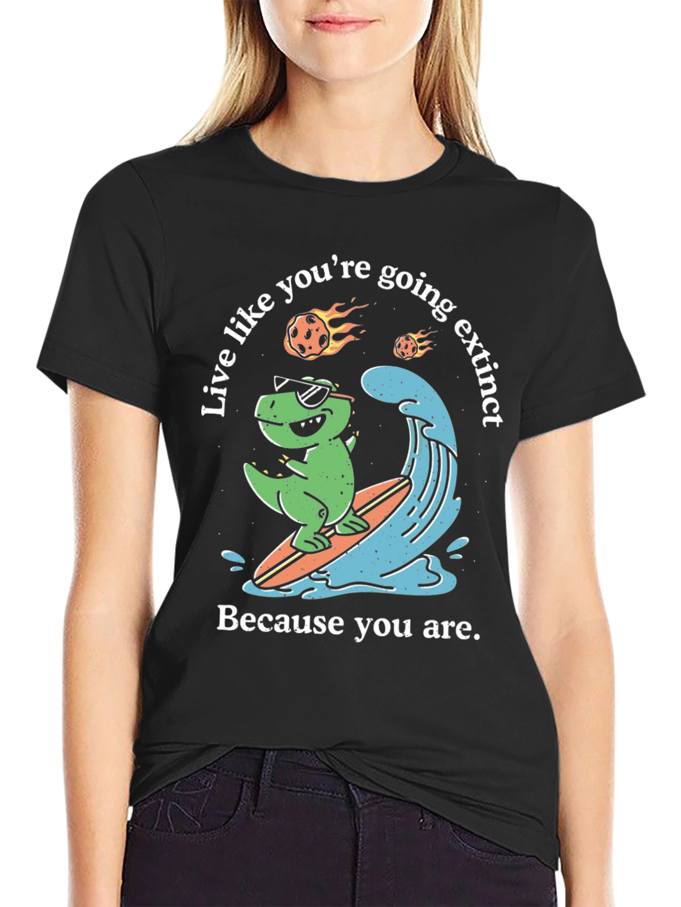 Dino Surfing T-Shirt - Live Extinct!