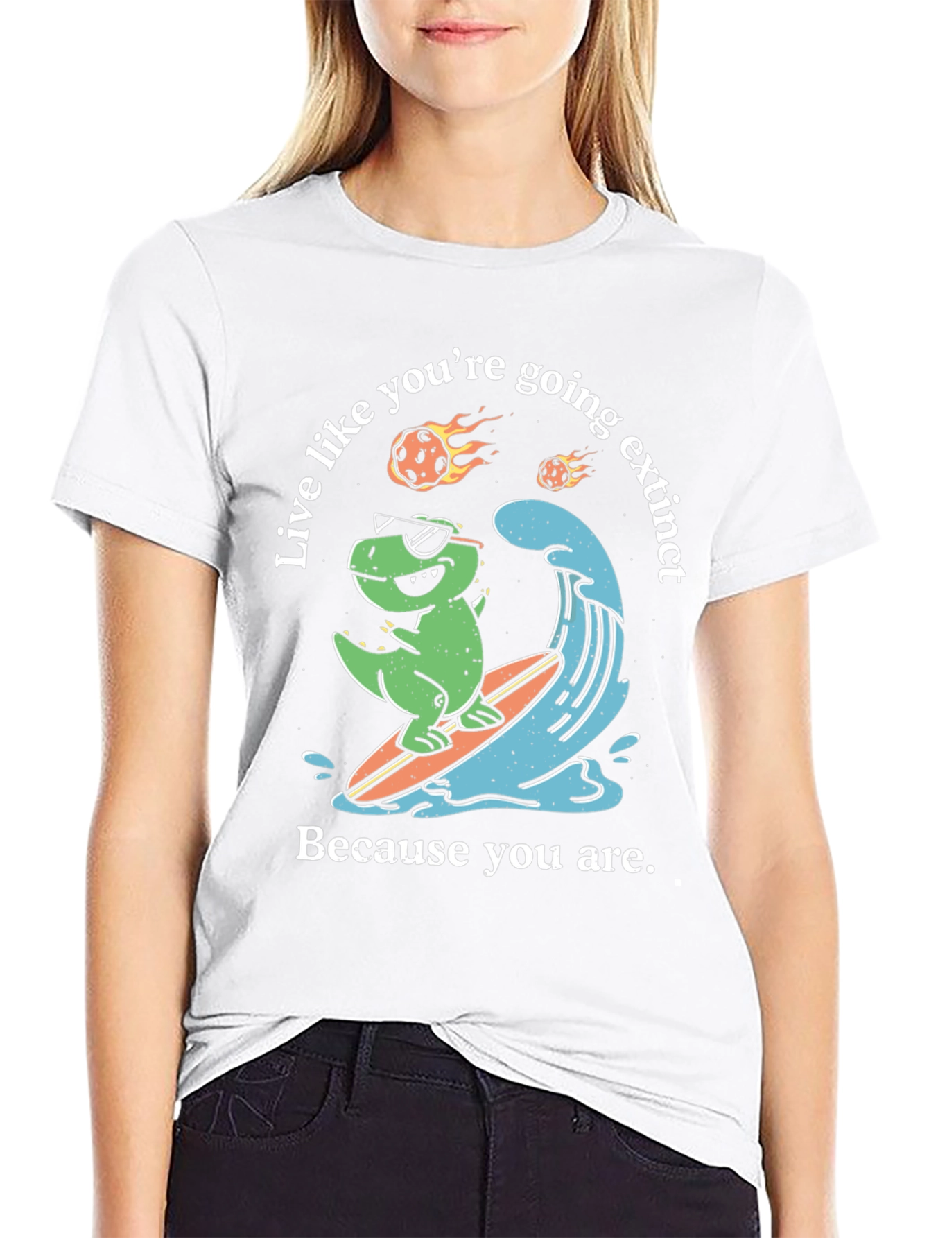Dino Surfing T-Shirt - Live Extinct!