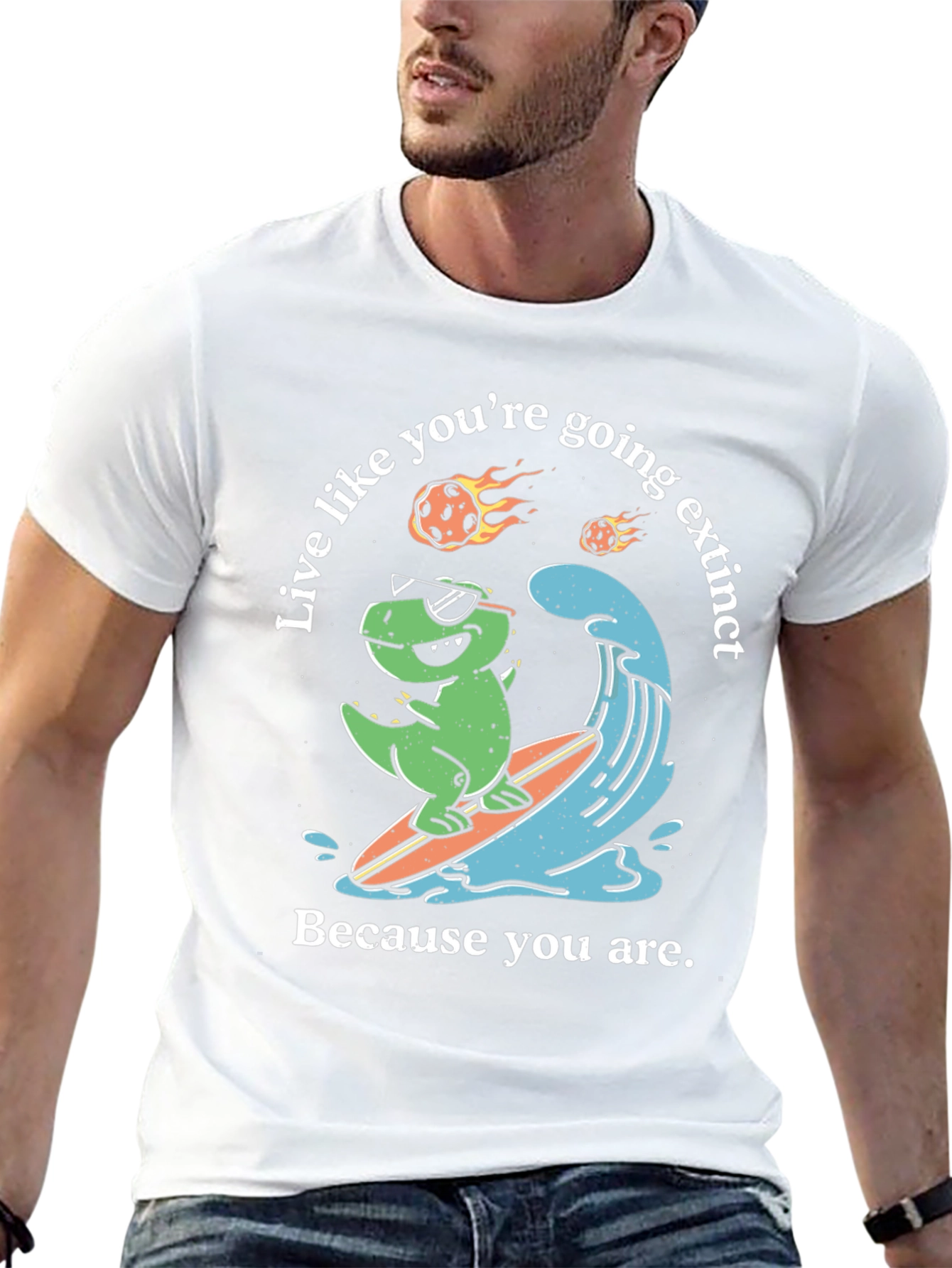 Dino Surfing T-Shirt - Live Extinct!