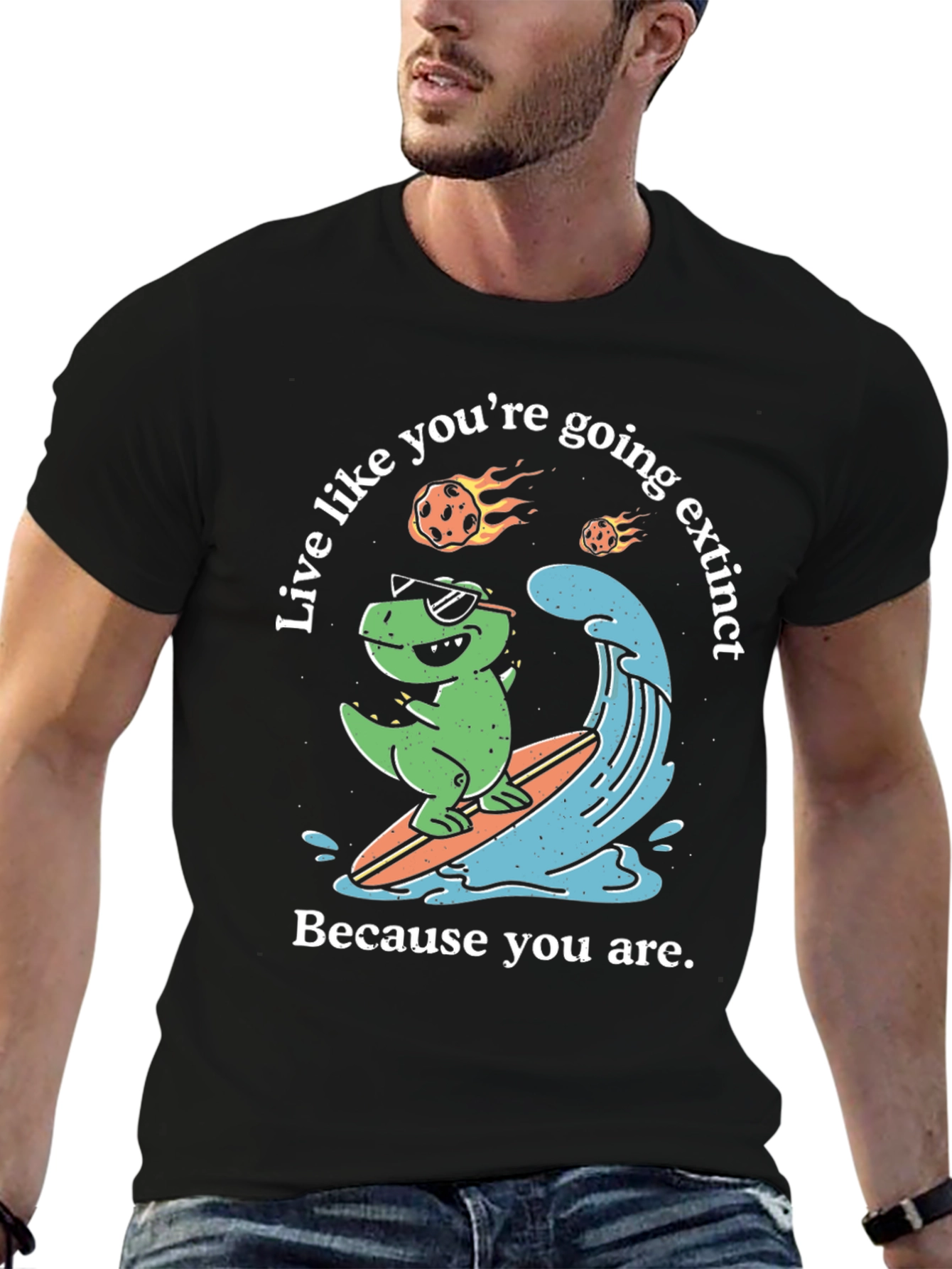 Dino Surfing T-Shirt - Live Extinct!
