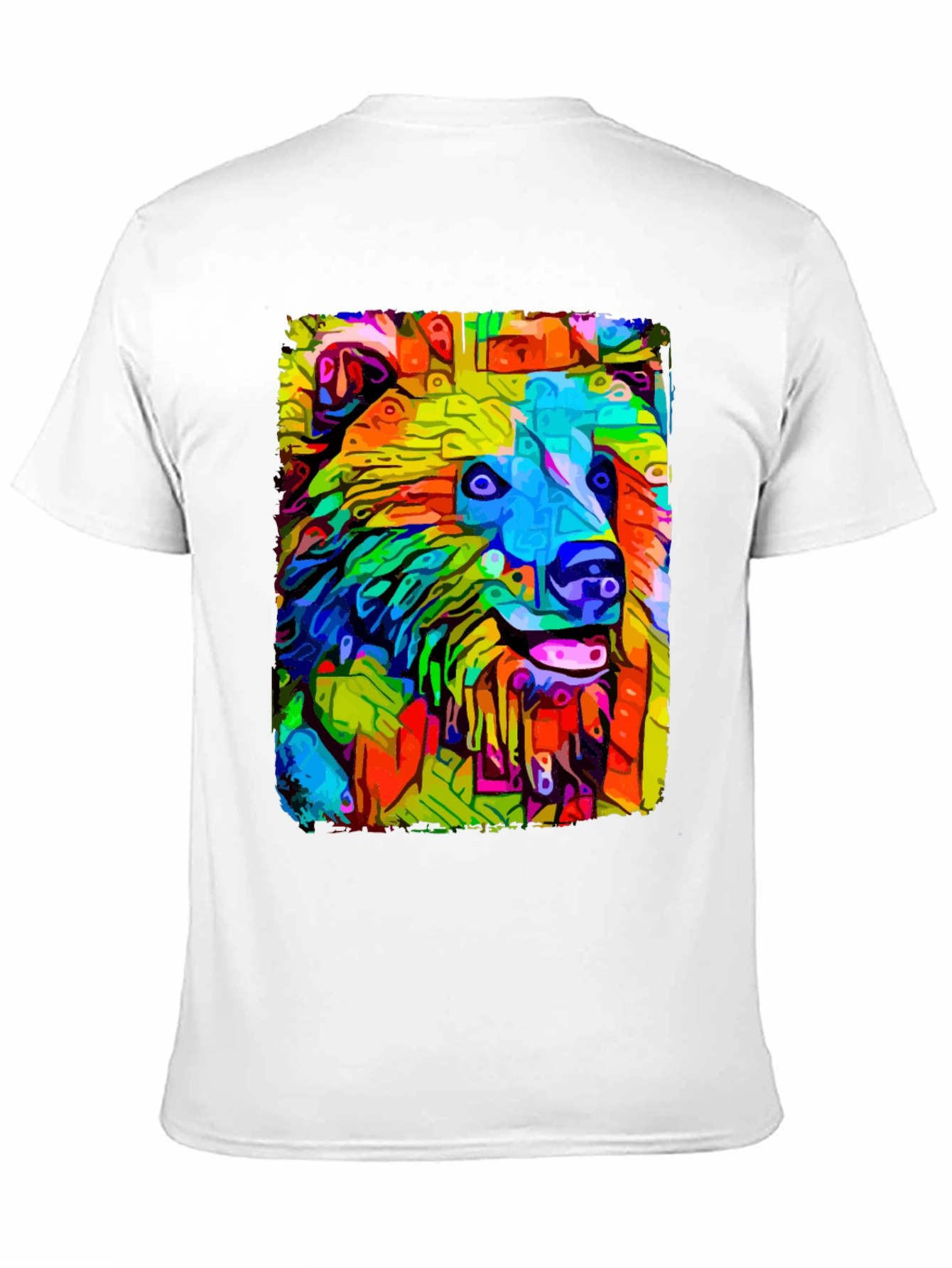 Abstract Dog Graphic Tee - Mens Casual Black T-Shirt