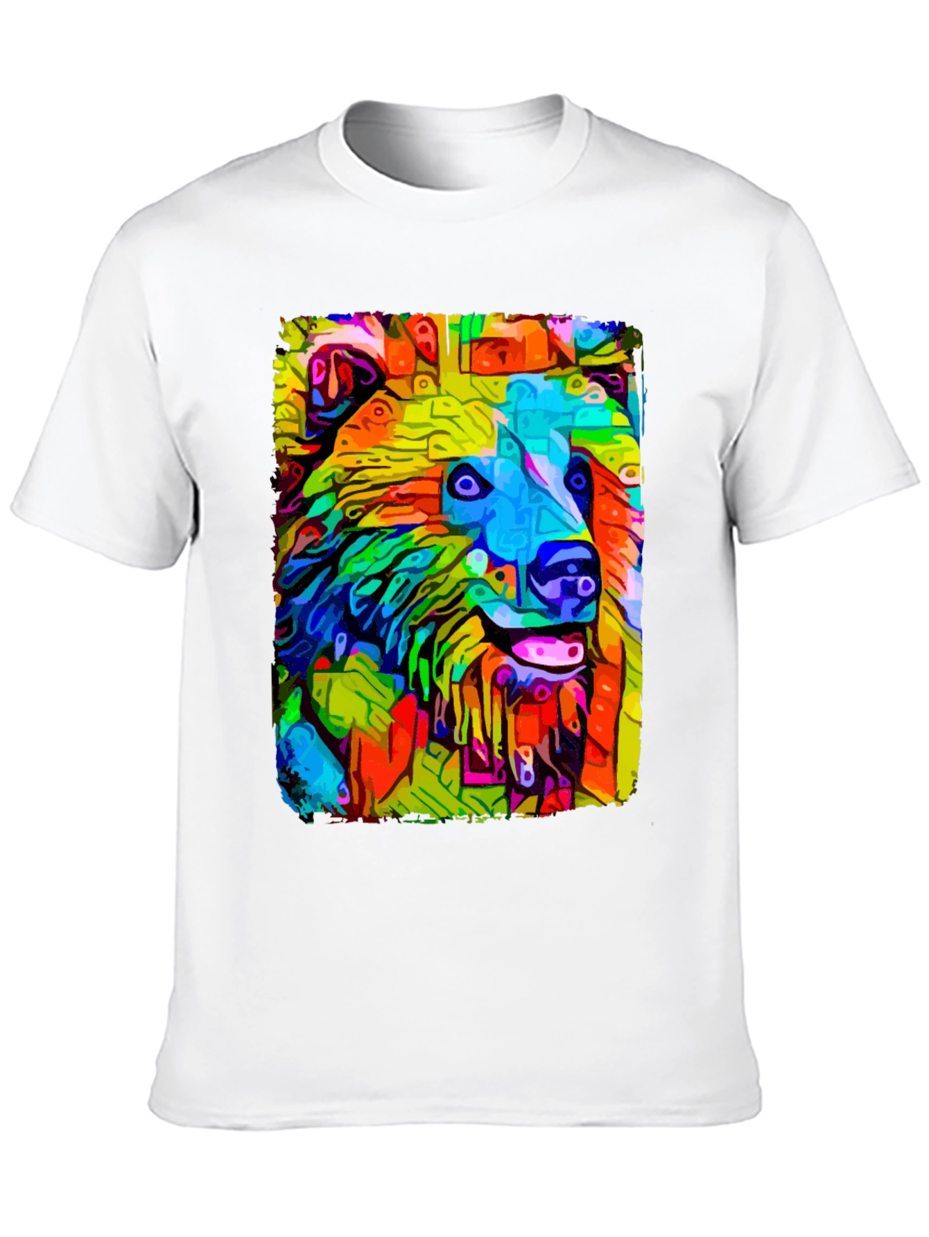 Abstract Dog Graphic Tee - Mens Casual Black T-Shirt