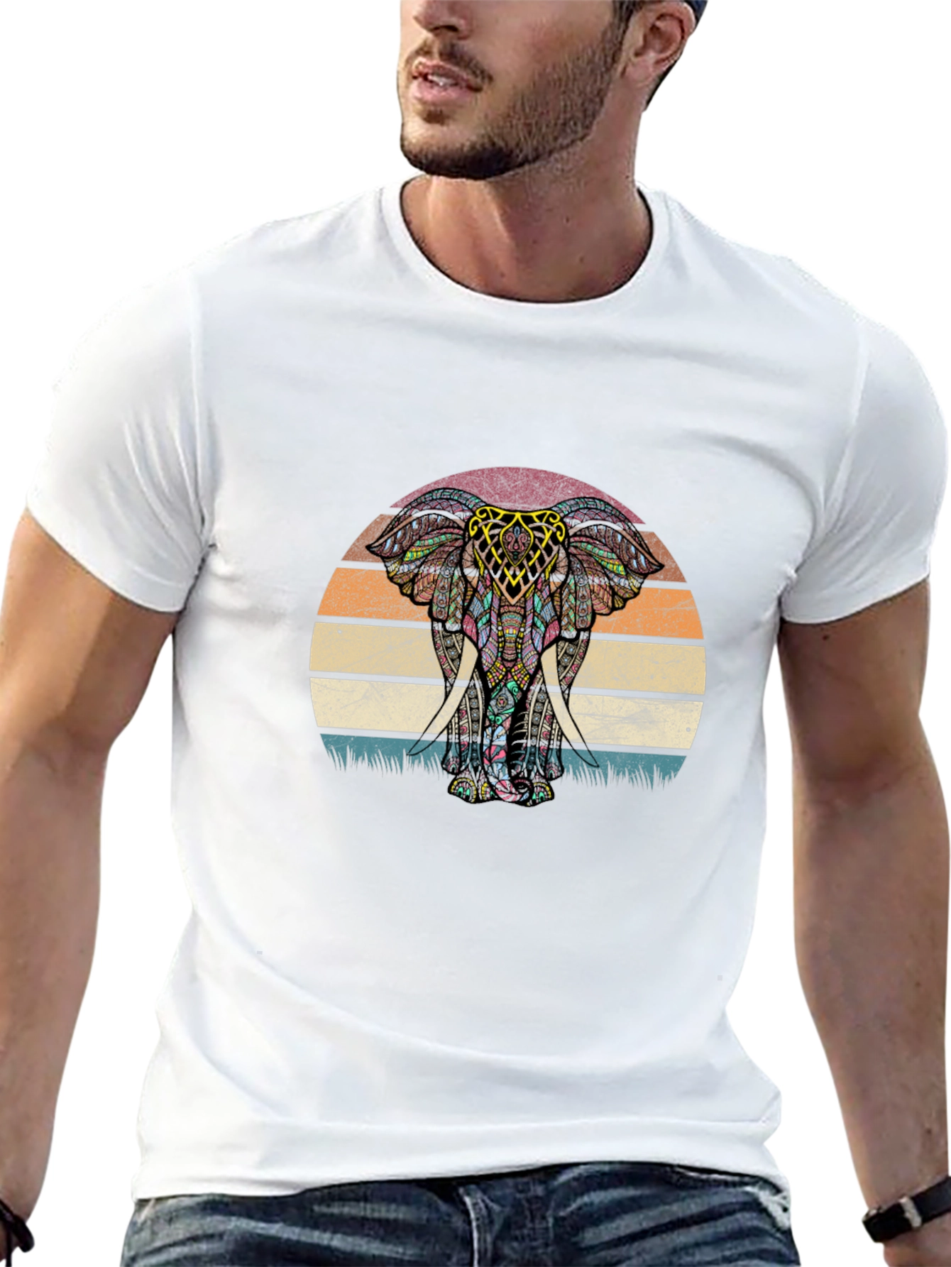 Elephant Sunset Graphic Tee