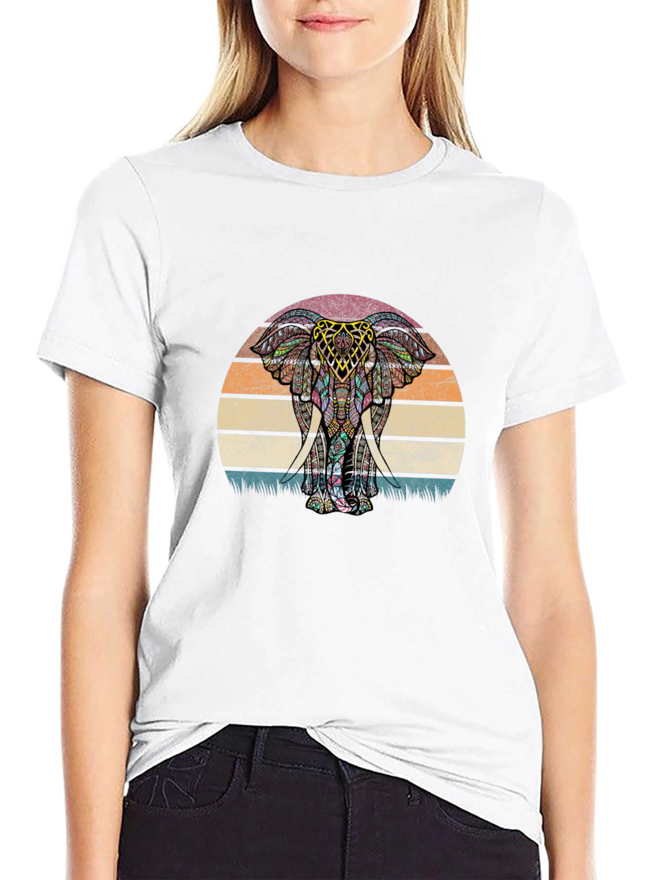 Elephant Sunset Graphic Tee