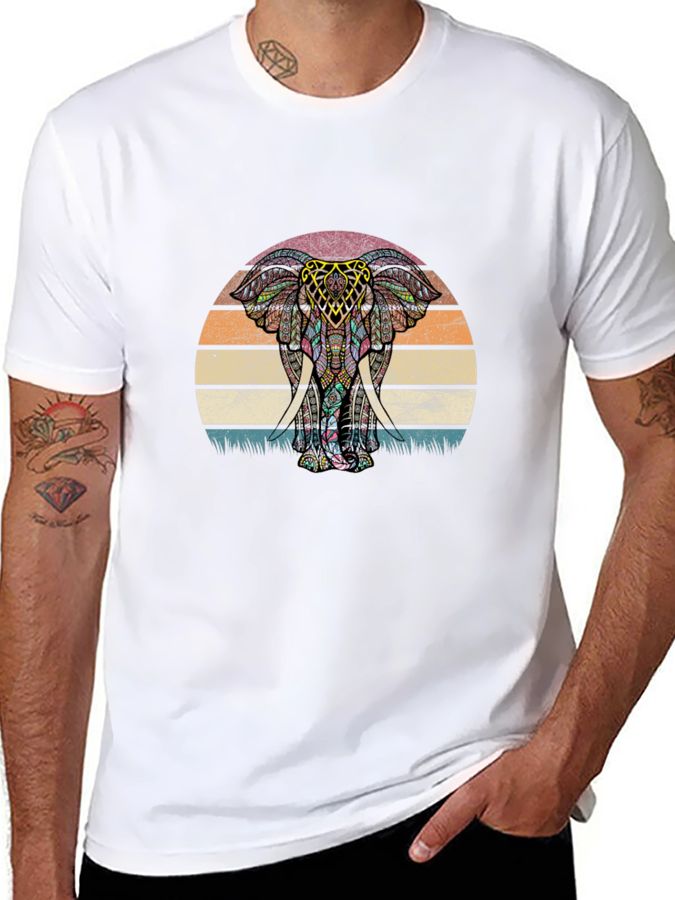 Elephant Sunset Graphic Tee