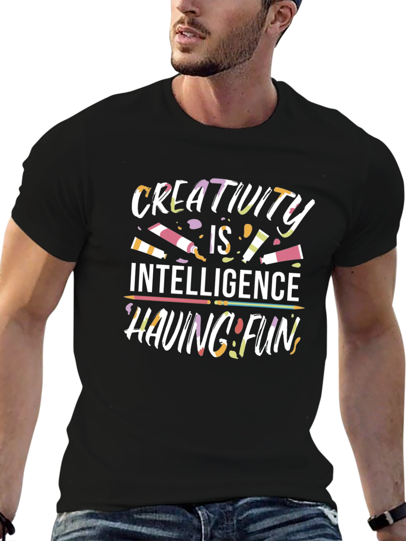 Creativity Intelligence Having Fun Black Graphic Tee