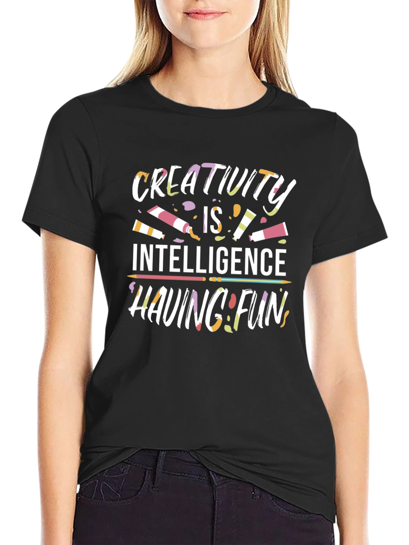 Creativity Intelligence Having Fun Black Graphic Tee