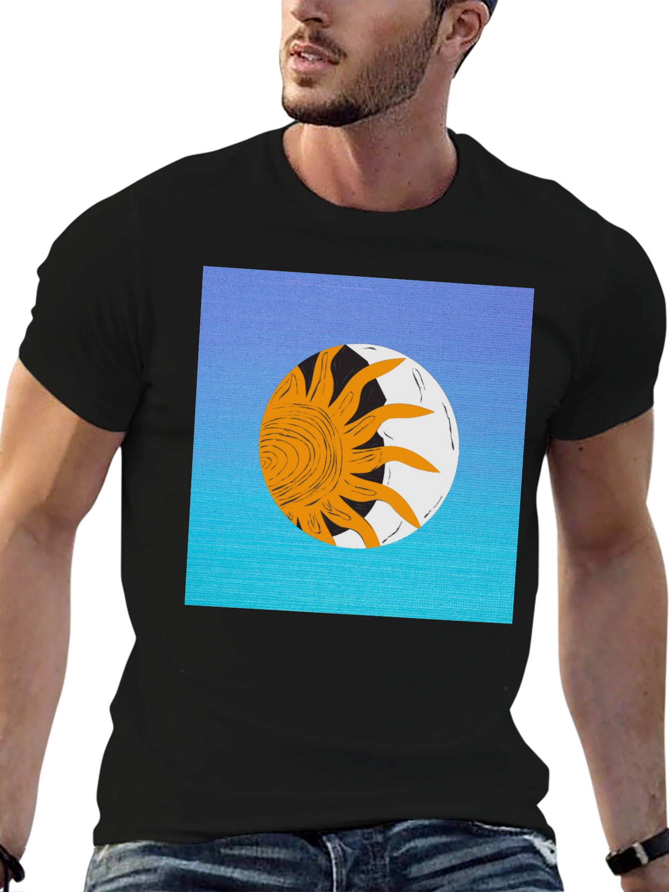 Sun & Moon Graphic Black T-Shirt