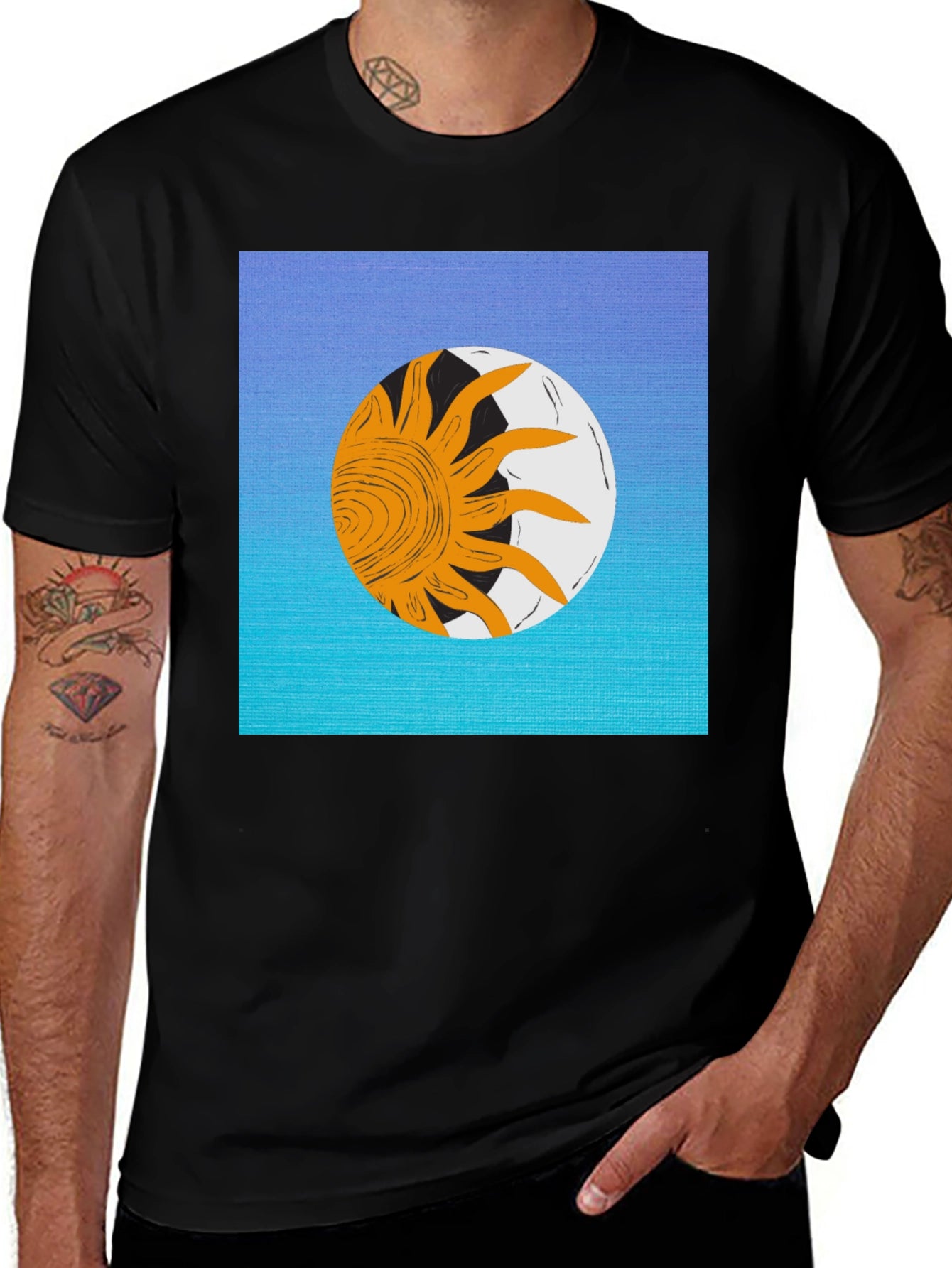 Sun & Moon Graphic Black T-Shirt