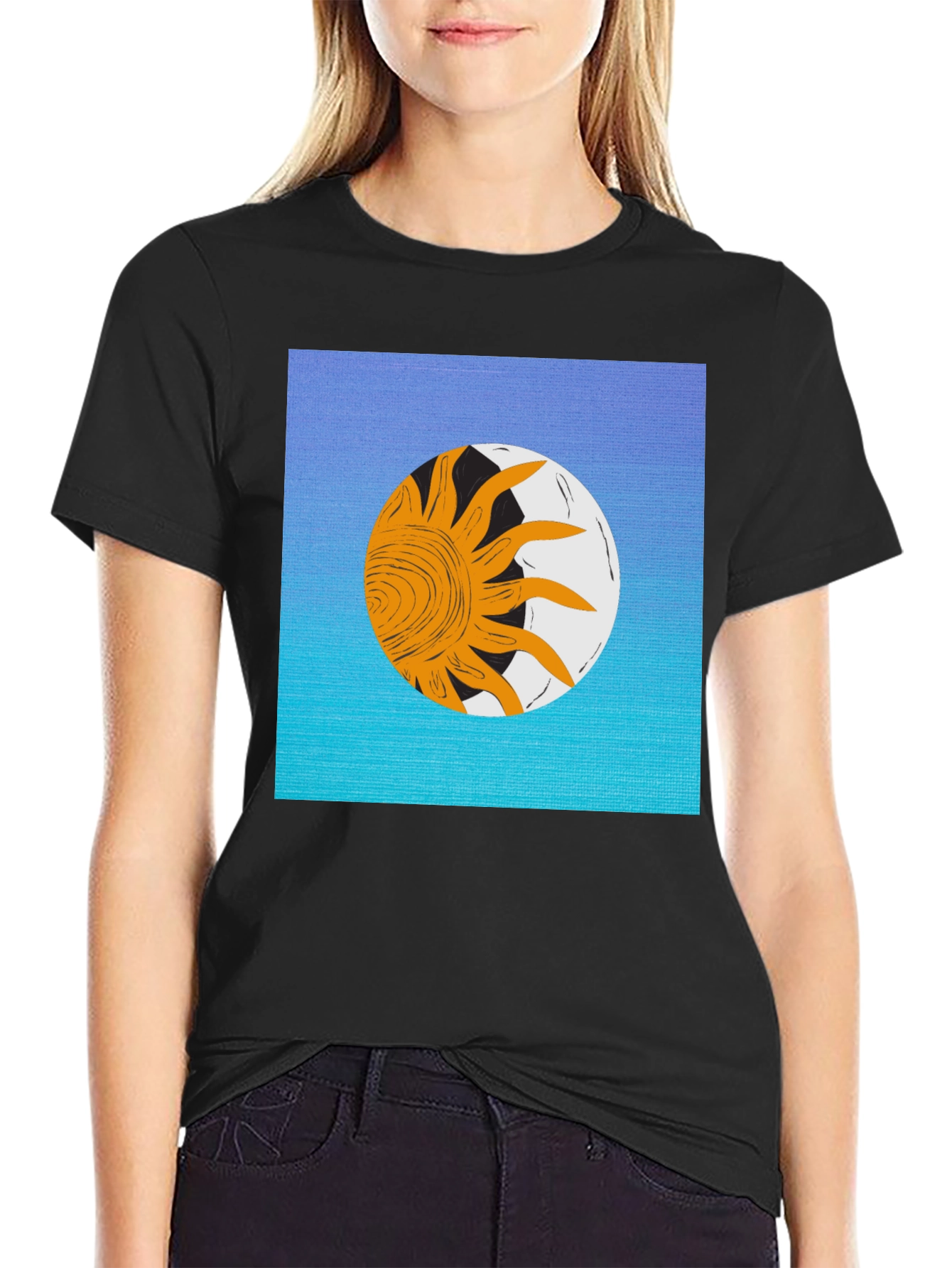 Sun & Moon Graphic Black T-Shirt