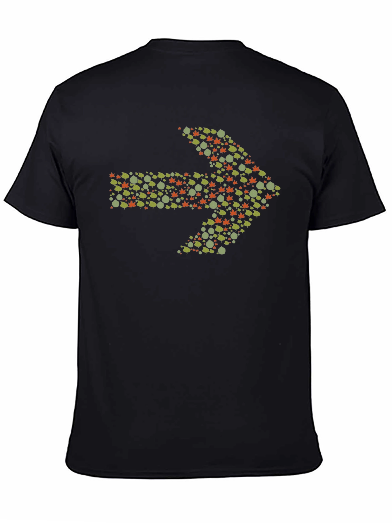 Leaf Arrow Graphic Tee - Black Cotton Casual Shirt