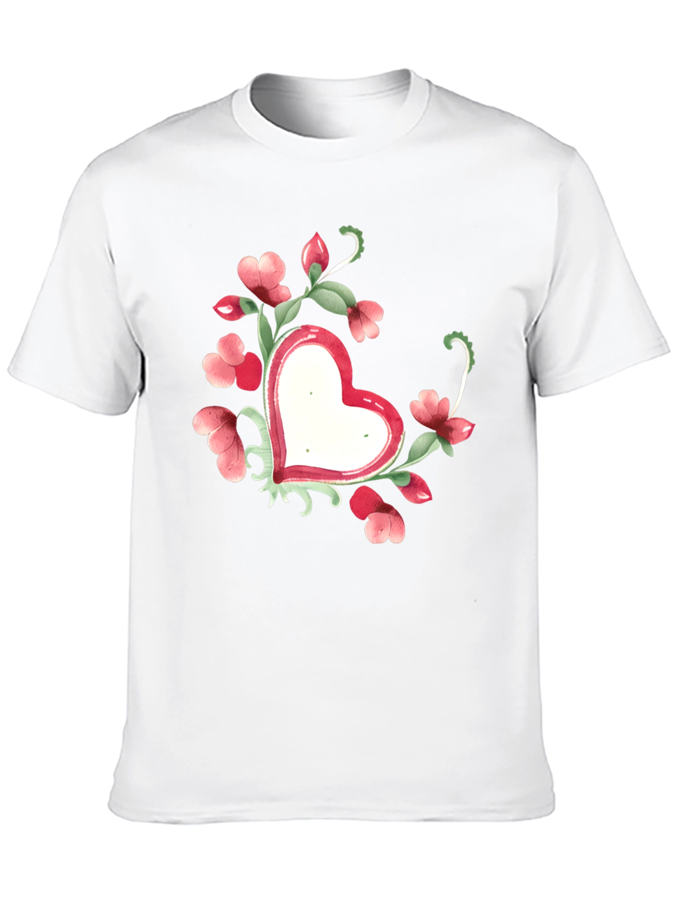 Floral Heart Graphic Tee - Black Unisex T-Shirt
