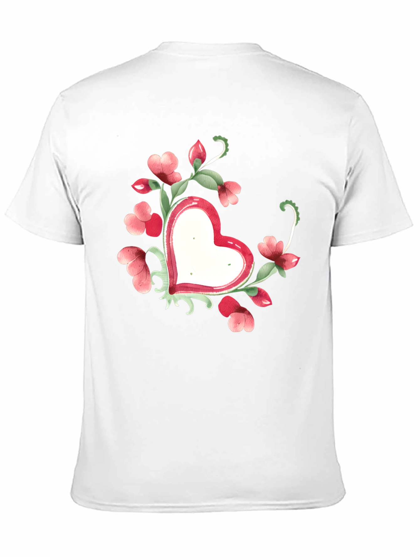 Floral Heart Graphic Tee - Black Unisex T-Shirt