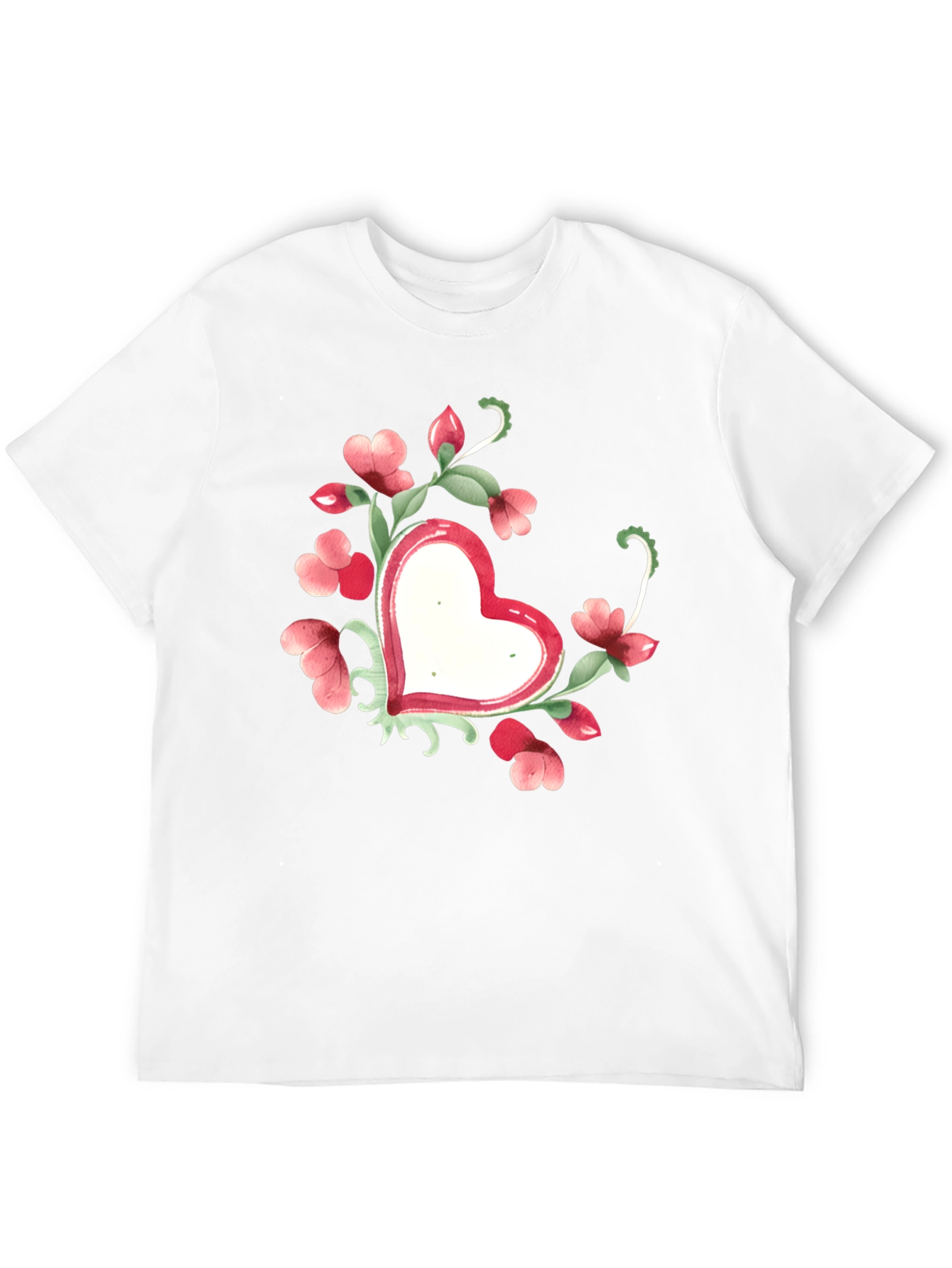 Floral Heart Graphic Tee - Black Unisex T-Shirt
