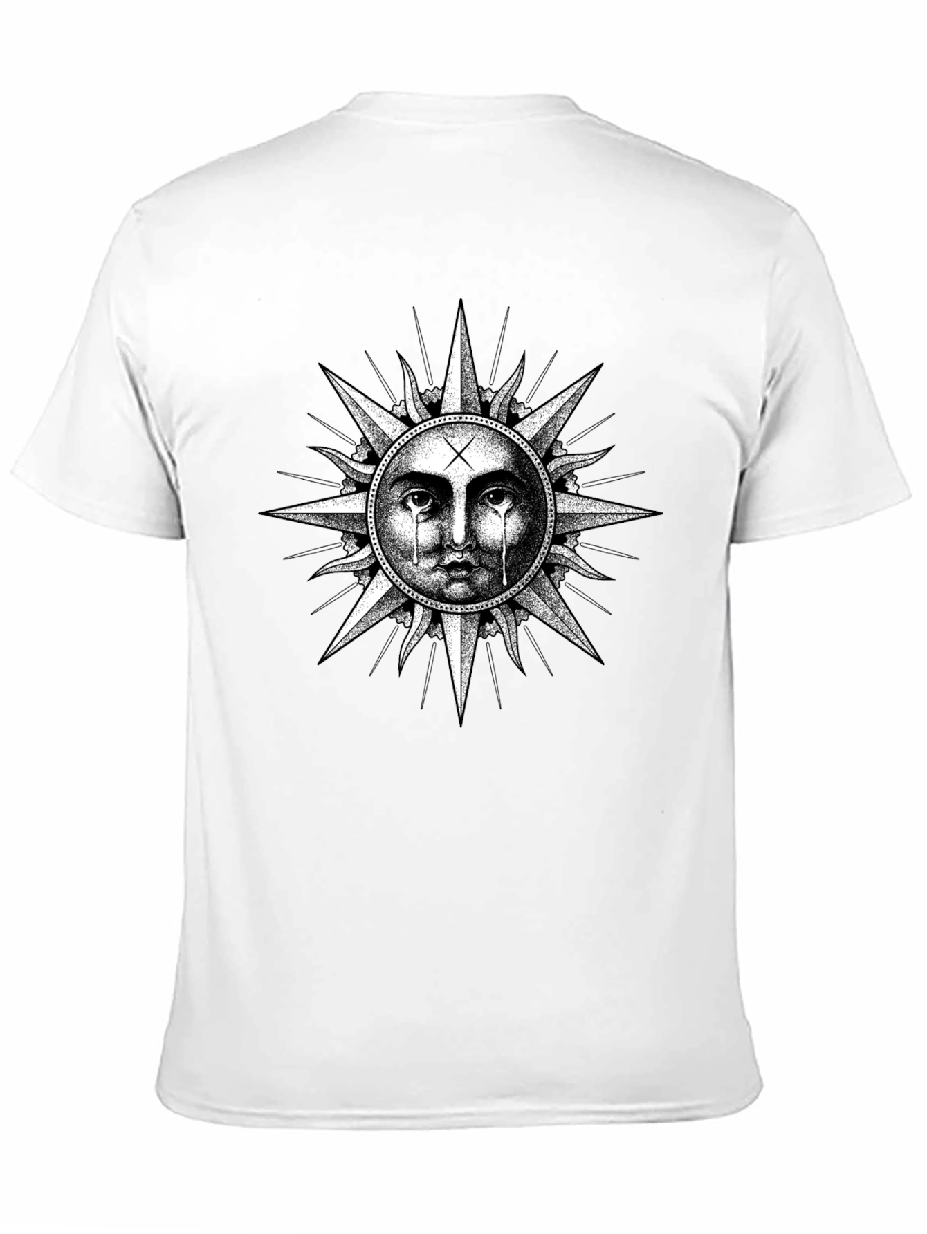 Crying Sun Graphic Tee - Black Cotton T-Shirt