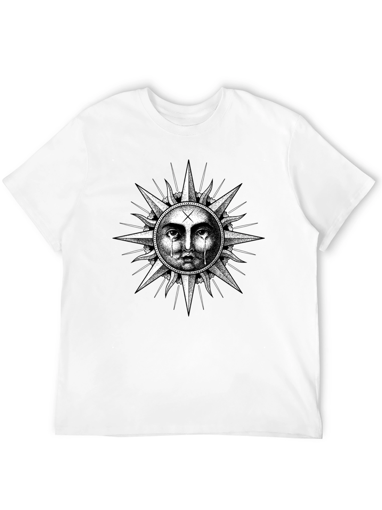 Crying Sun Graphic Tee - Black Cotton T-Shirt