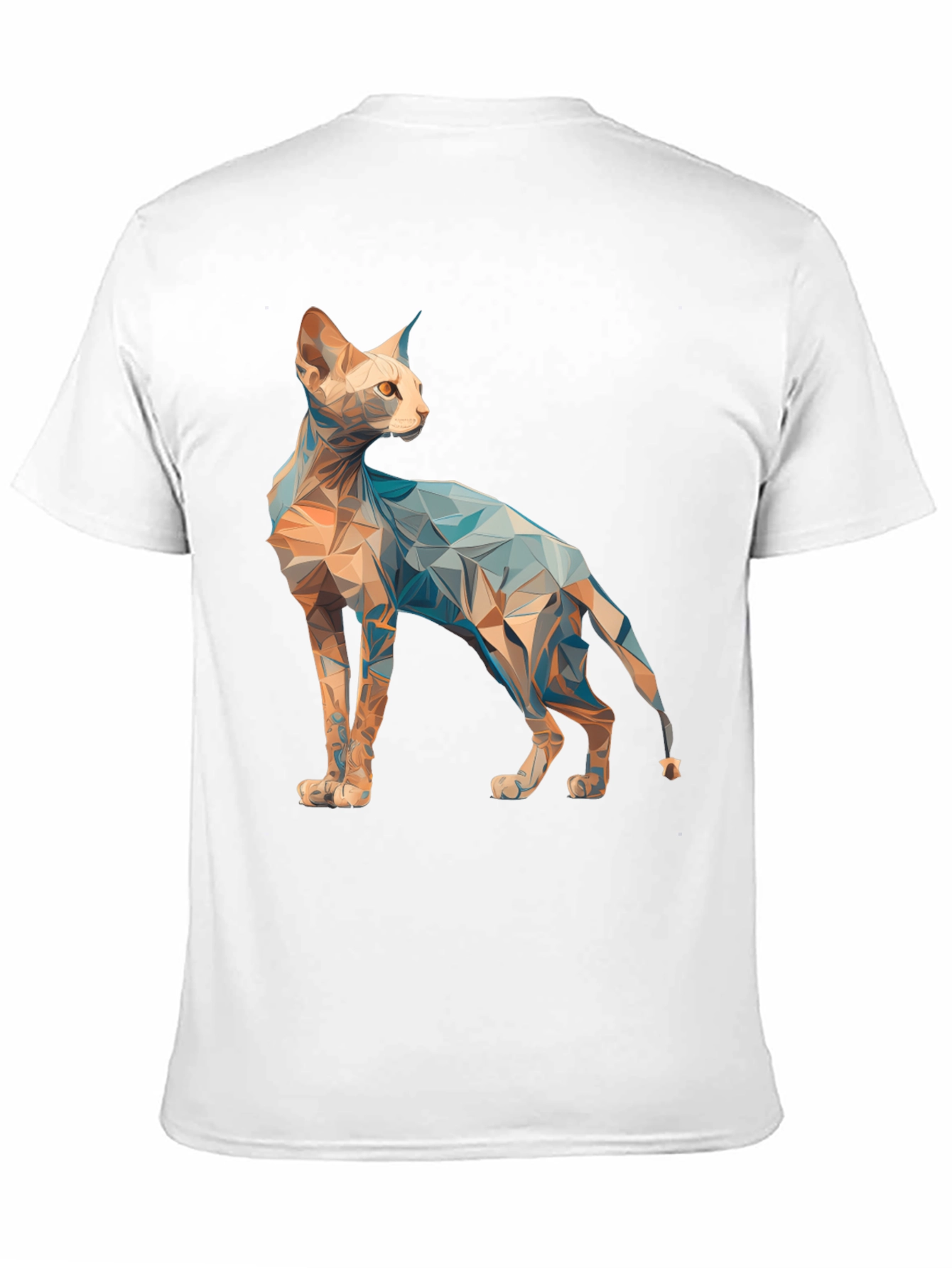 Geometric Cat Graphic Tee - Modern Style