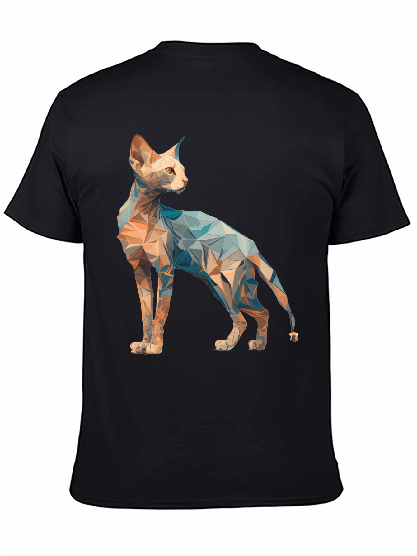Geometric Cat Graphic Tee - Modern Style