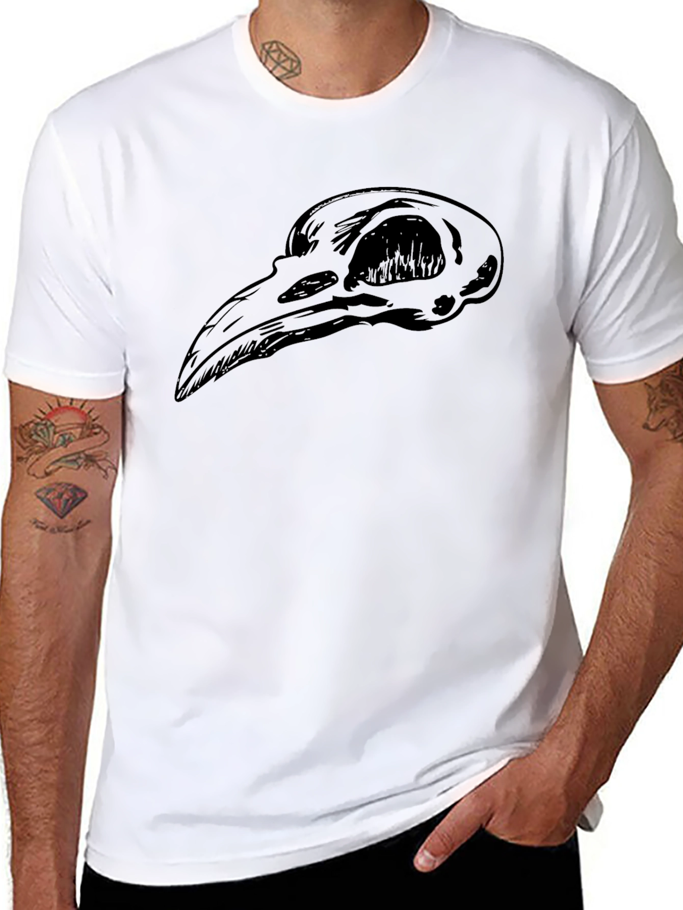 Raven Skull T-Shirt - Gothic Black Tee