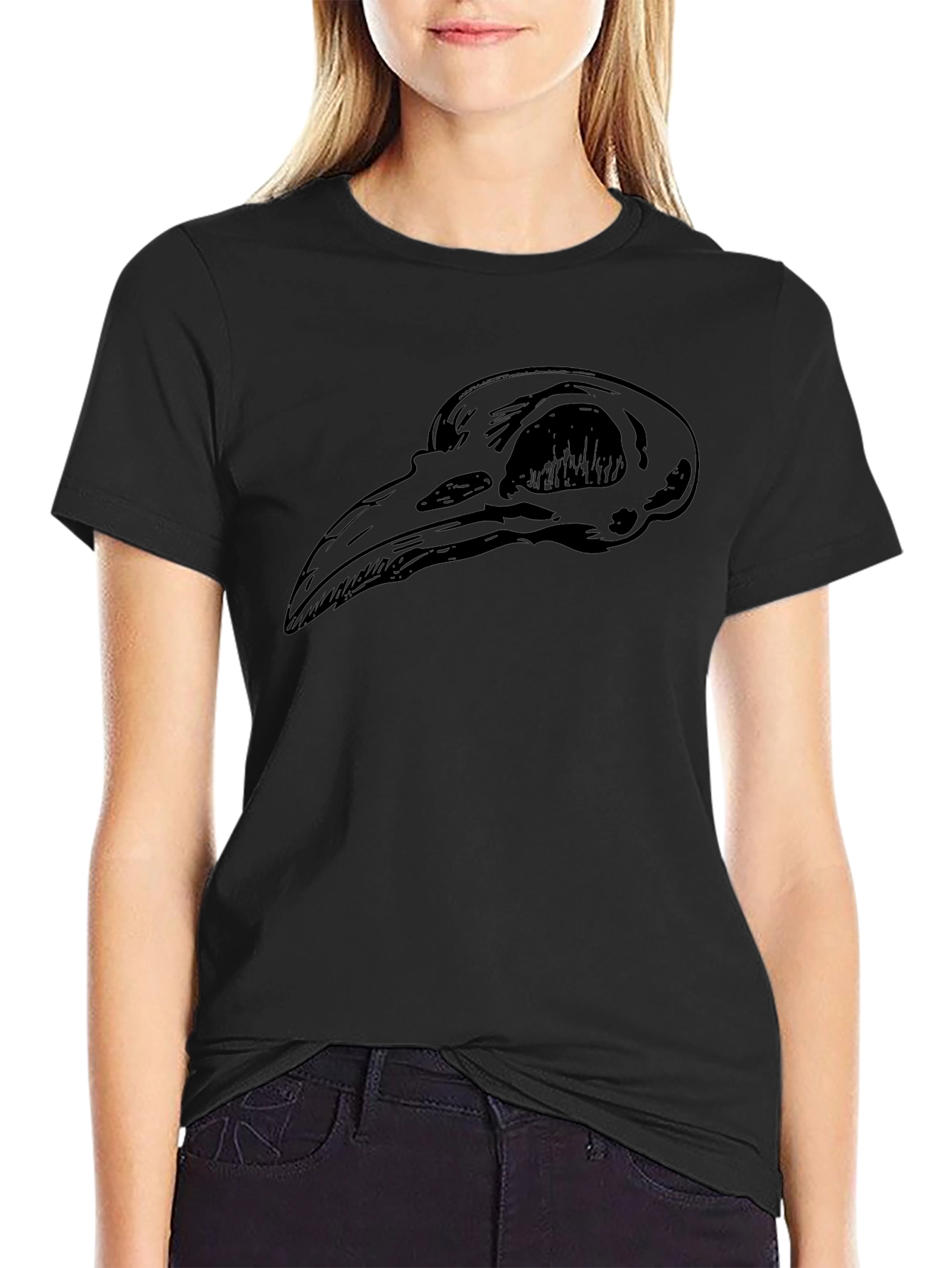 Raven Skull T-Shirt - Gothic Black Tee