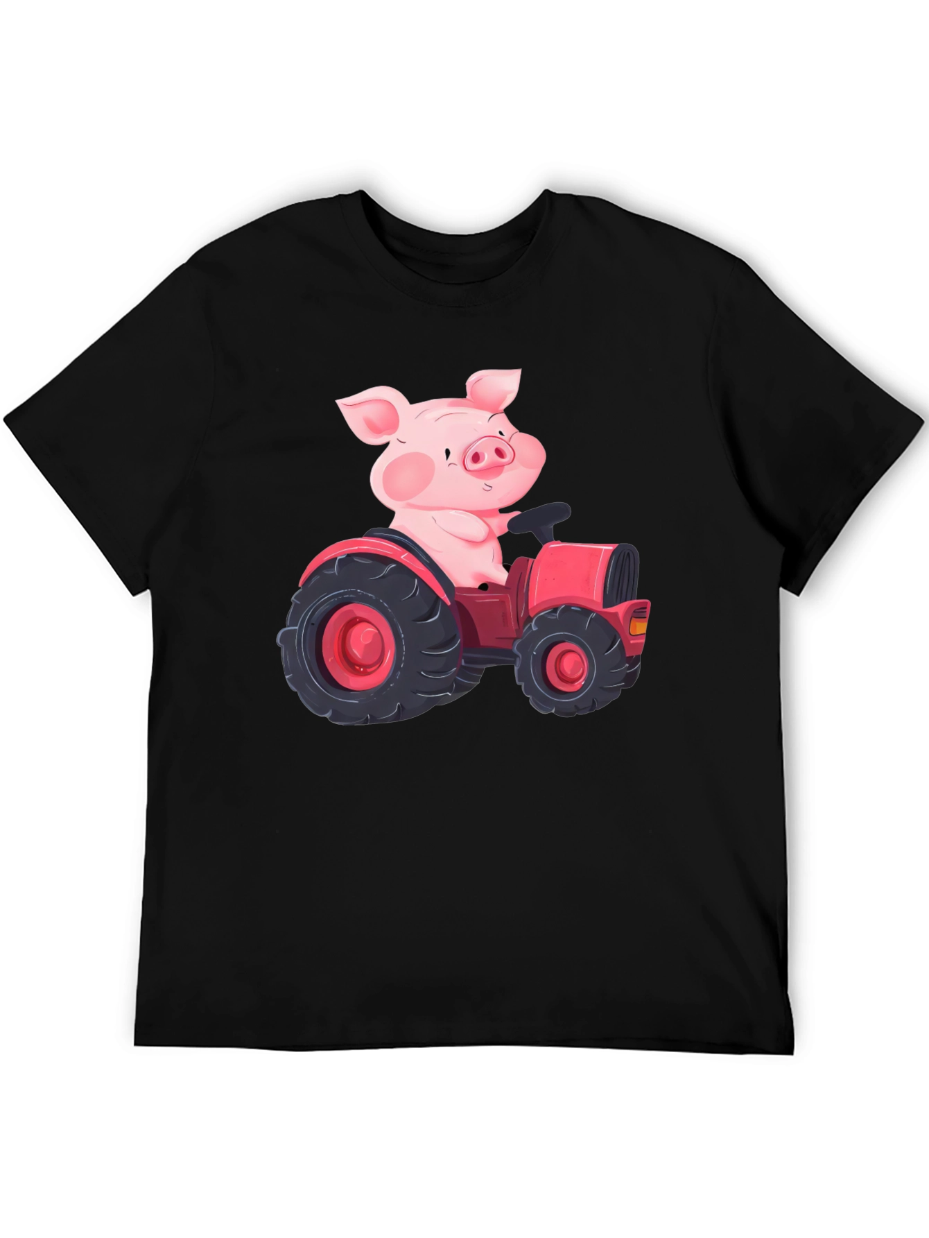 Pig Driving Tractor Graphic T-Shirt