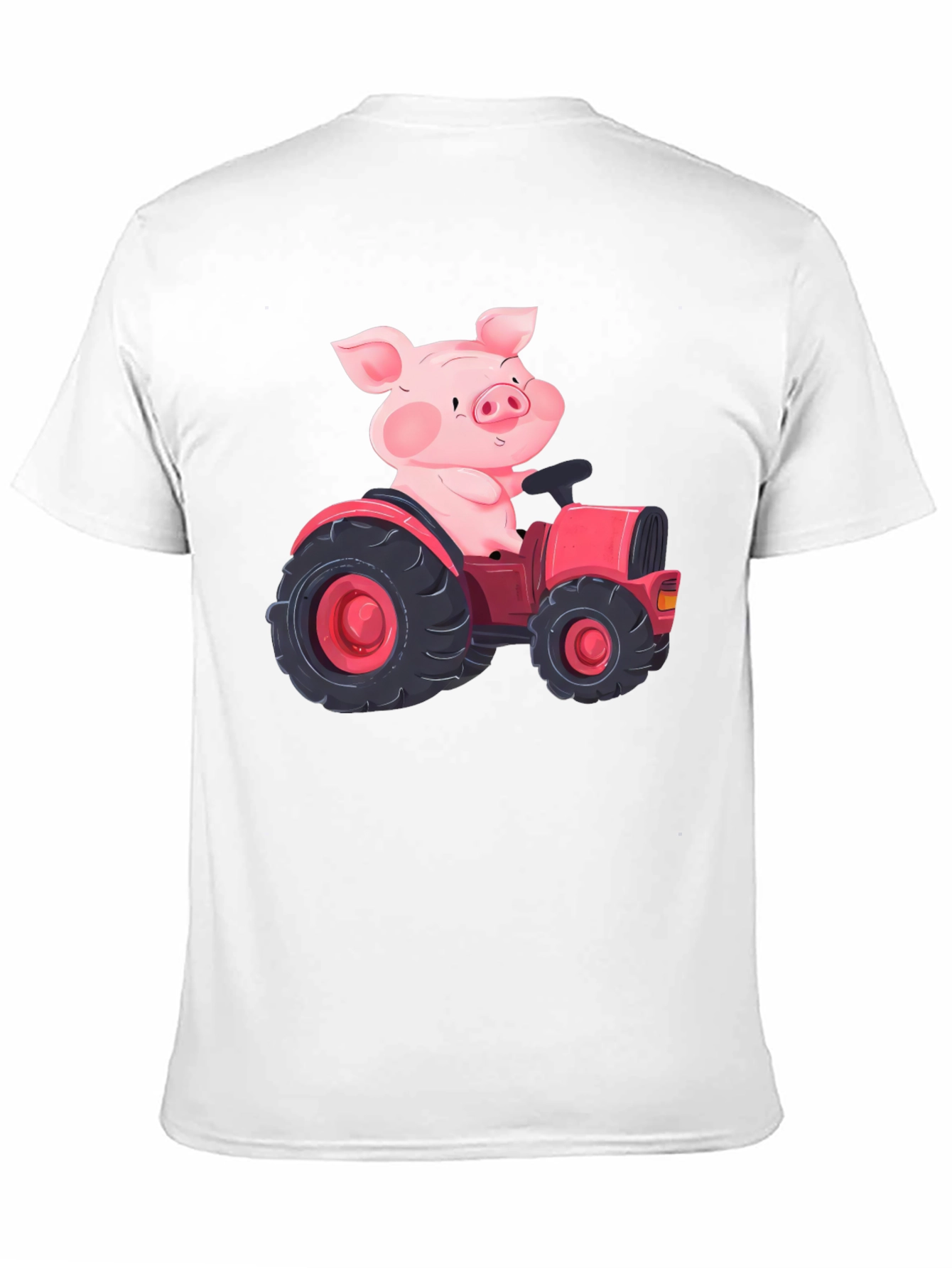 Pig Driving Tractor Graphic T-Shirt
