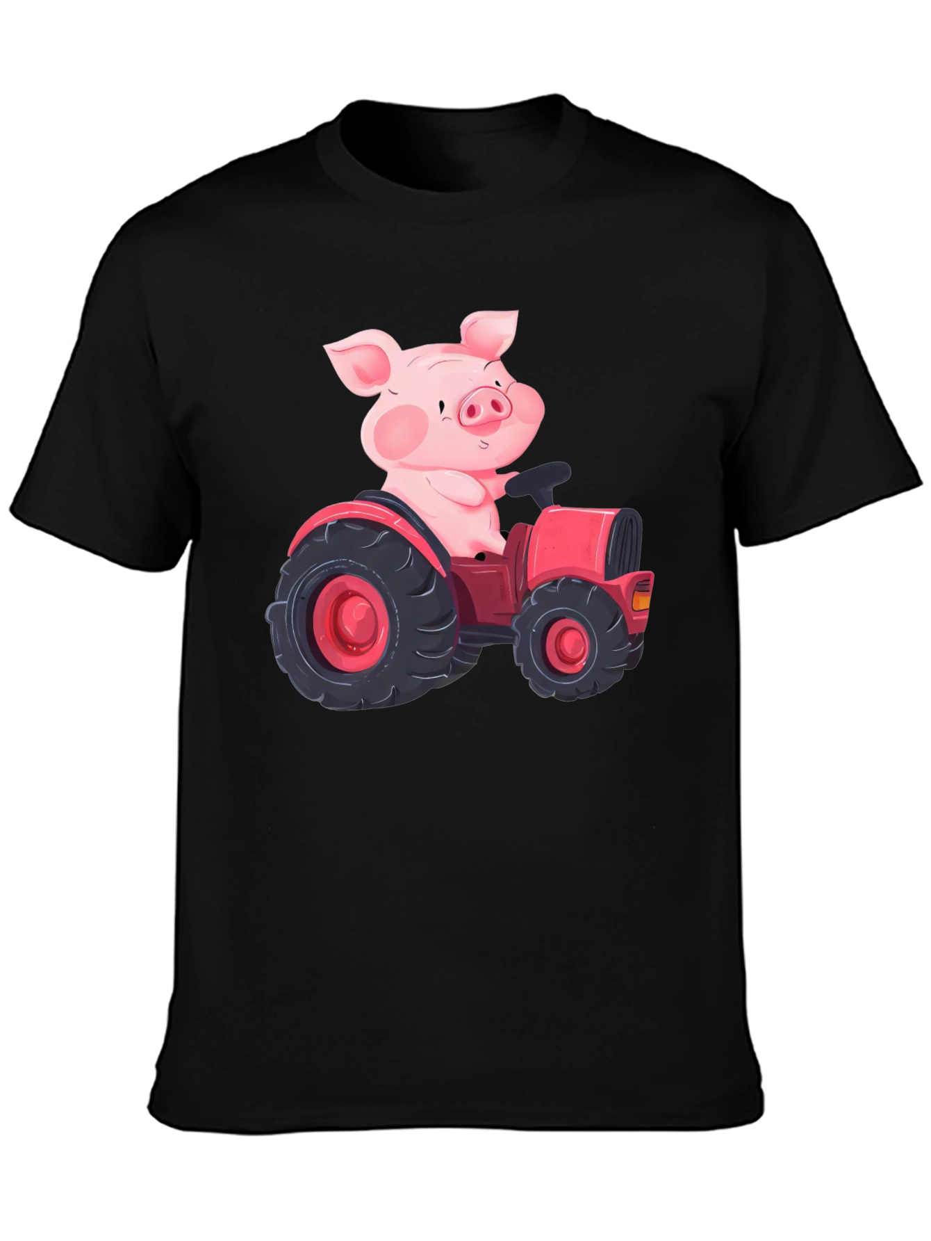 Pig Driving Tractor Graphic T-Shirt
