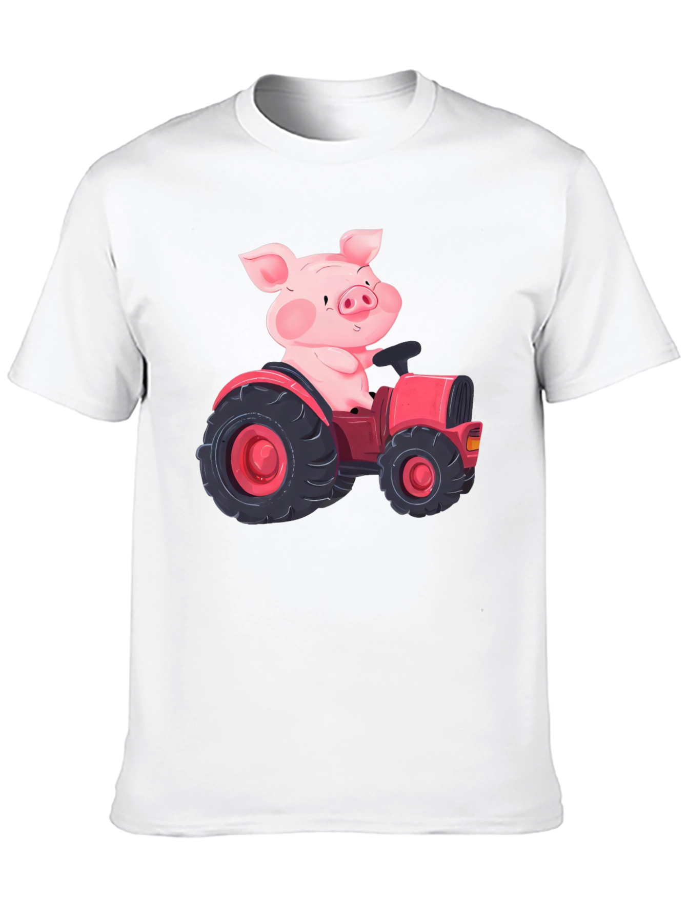Pig Driving Tractor Graphic T-Shirt