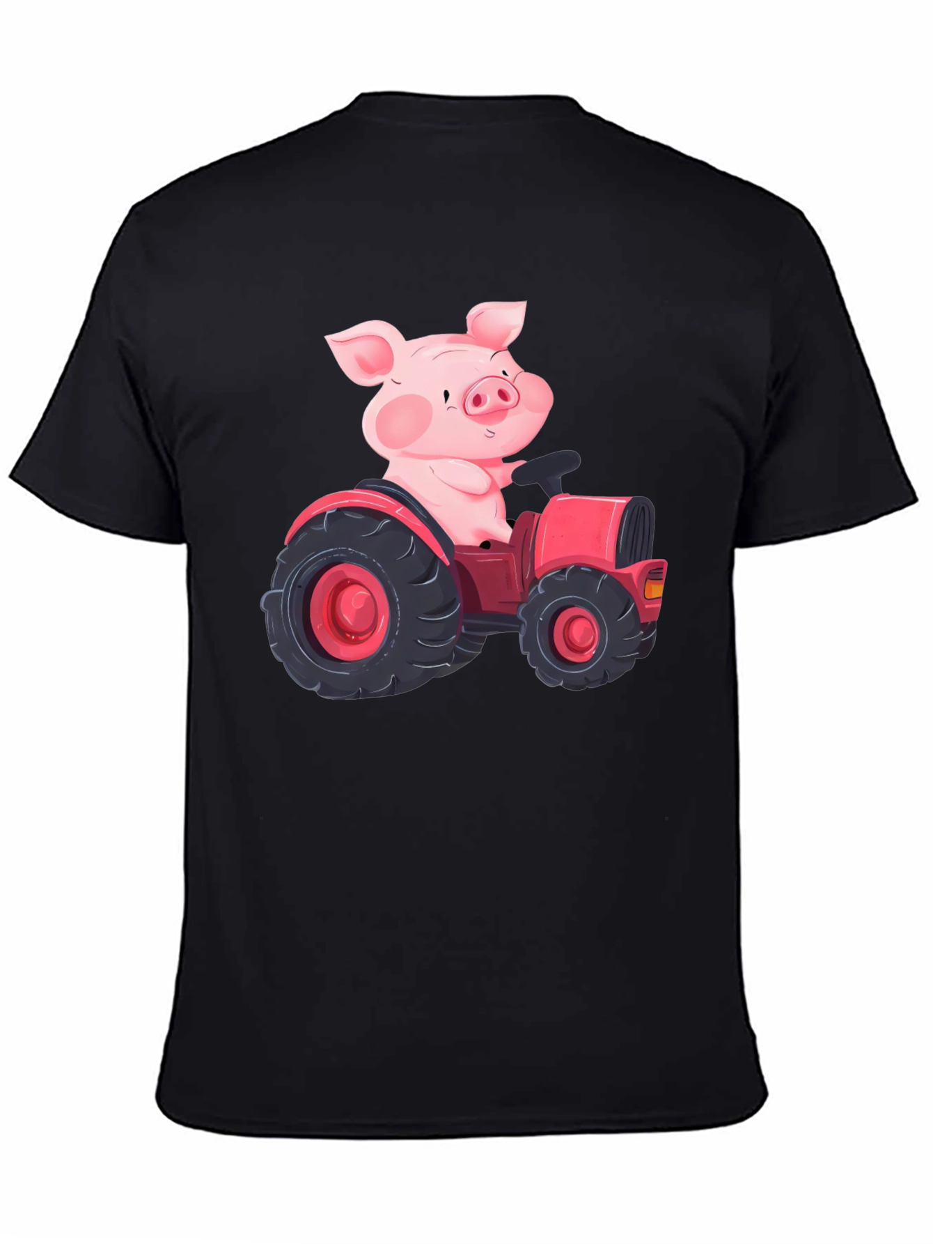 Pig Driving Tractor Graphic T-Shirt