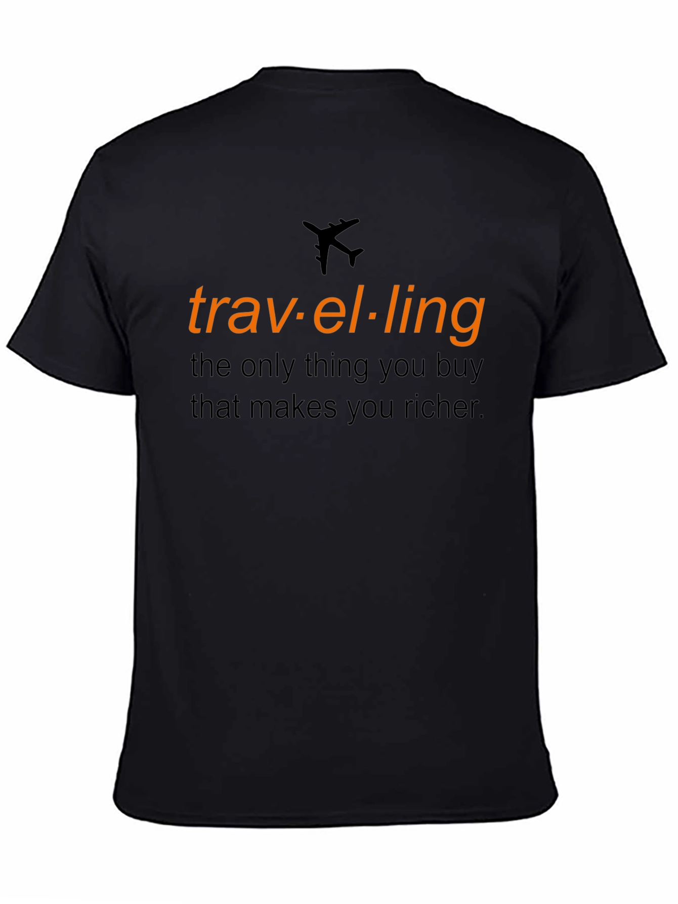 Travel is Richer Black Graphic Tee