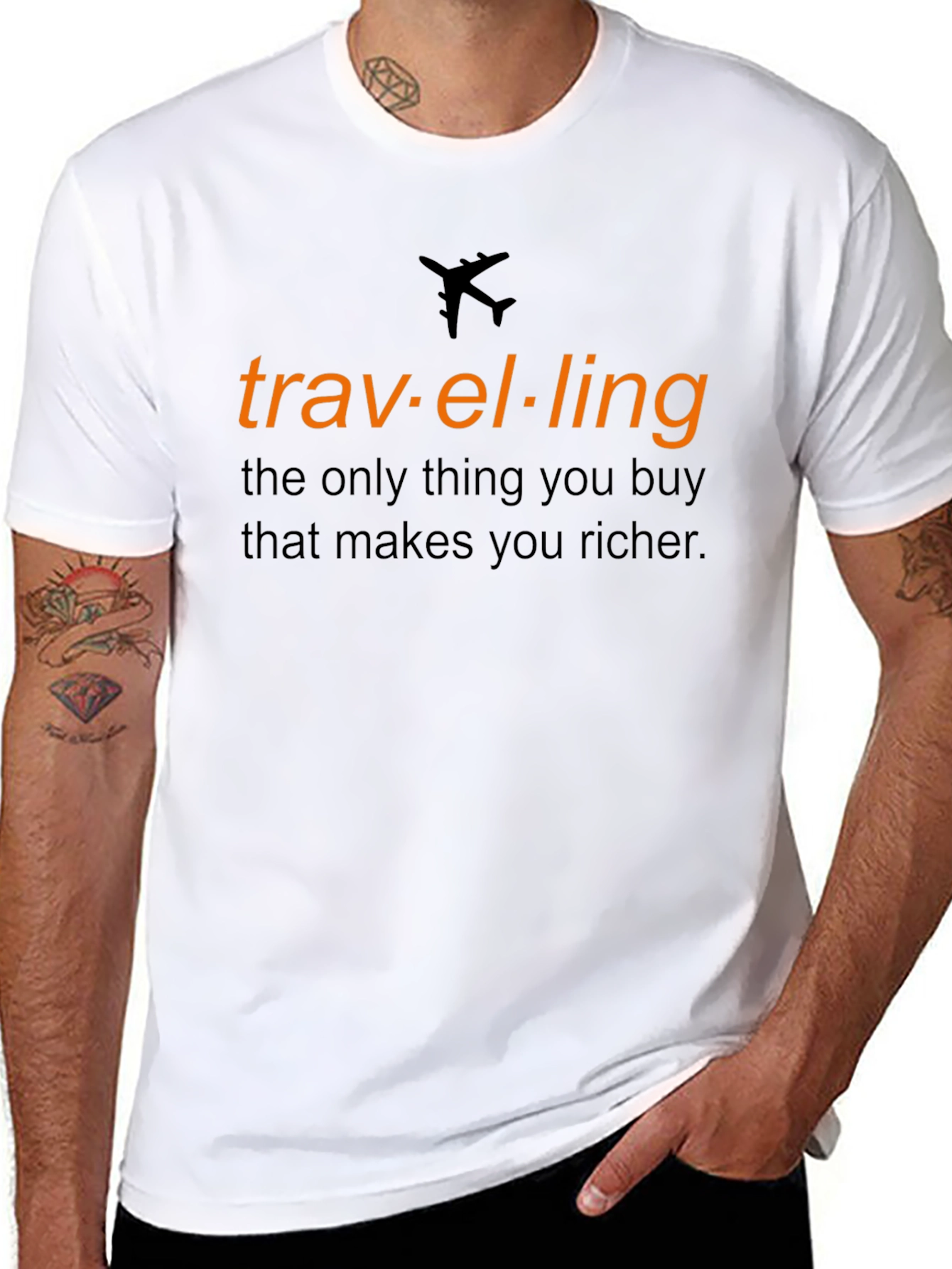 Travel is Richer Black Graphic Tee