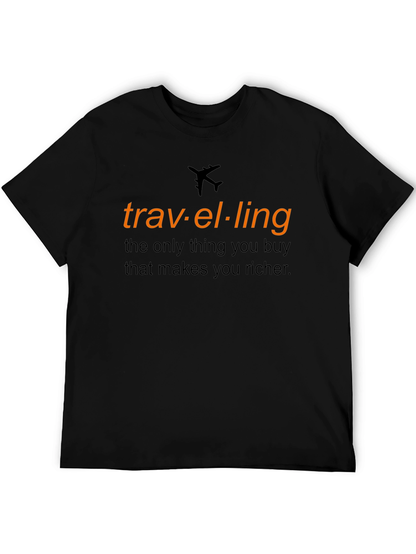 Travel is Richer Black Graphic Tee