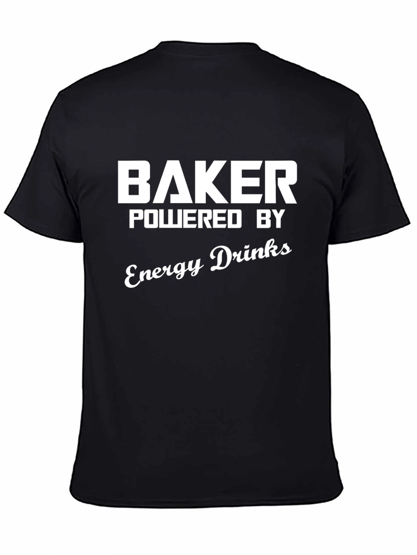 Baker Powered By Energy Drinks Black T-Shirt