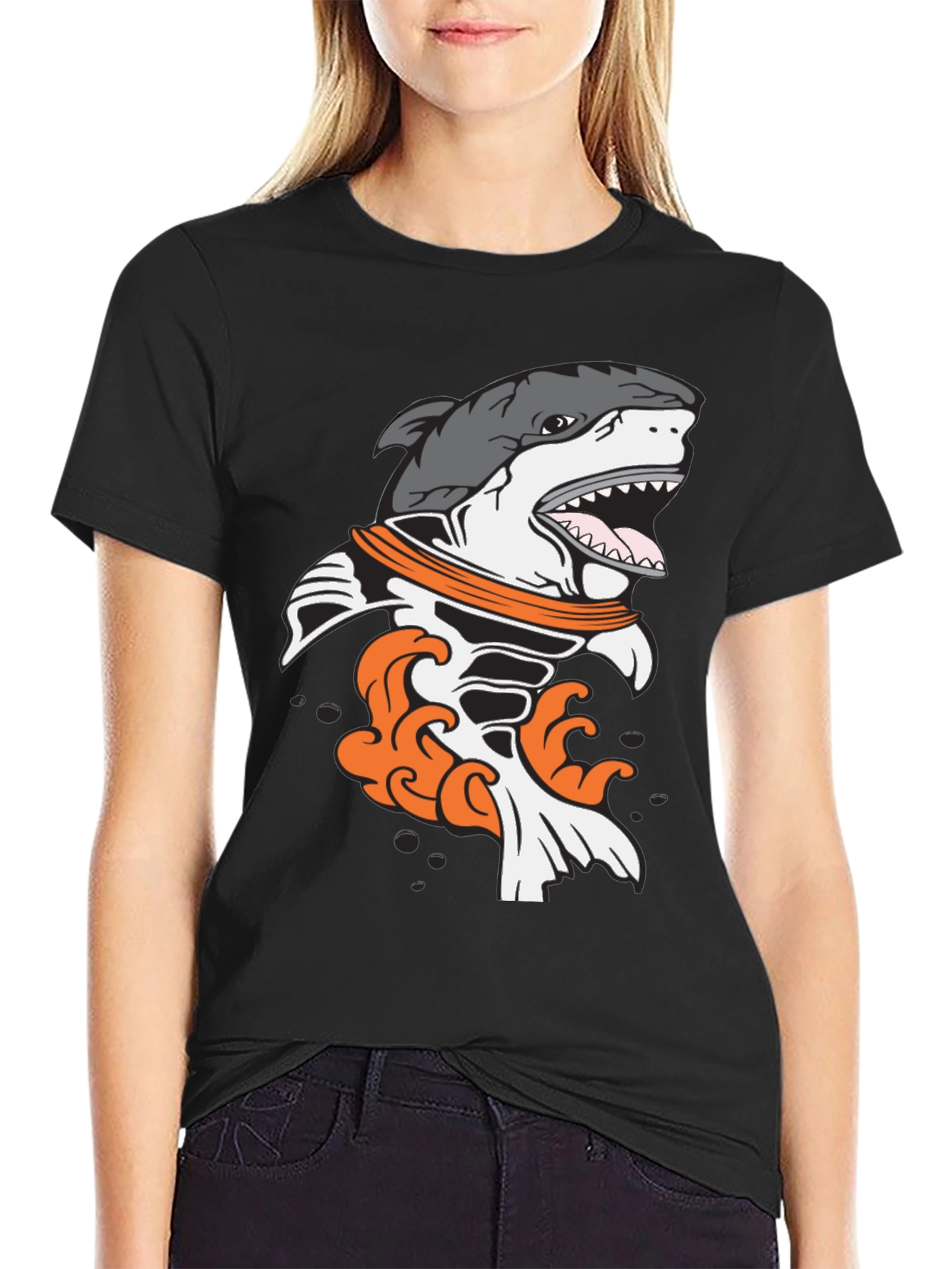 Shark Astronaut Black Graphic Tee