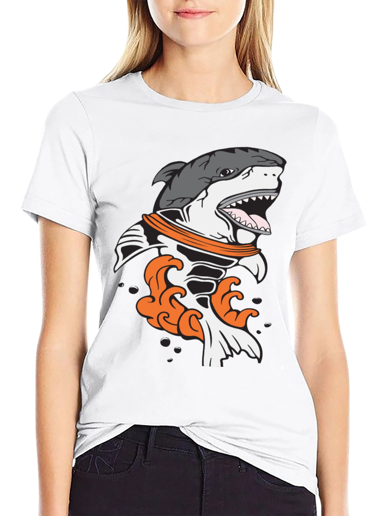 Shark Astronaut Black Graphic Tee