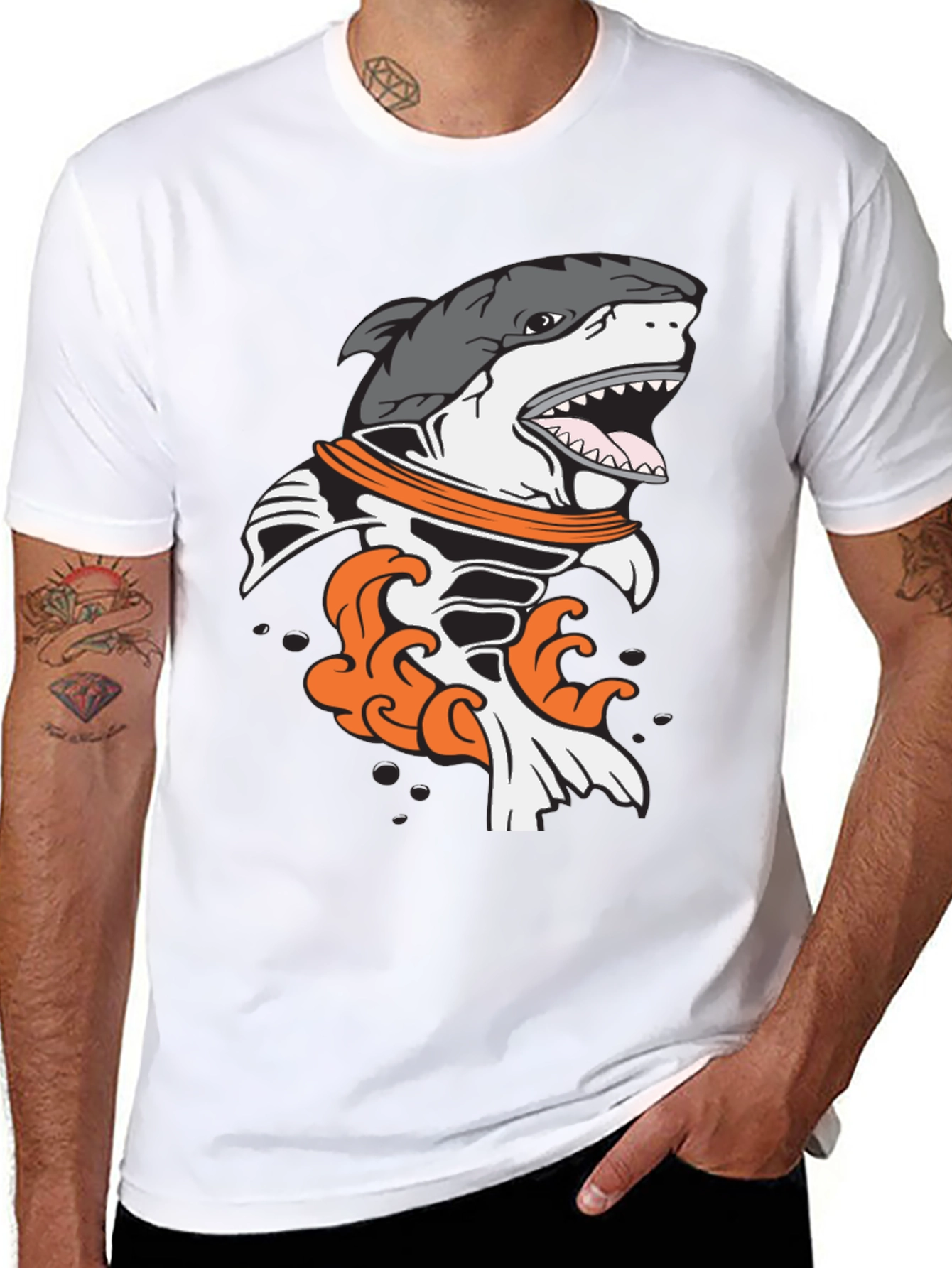 Shark Astronaut Black Graphic Tee