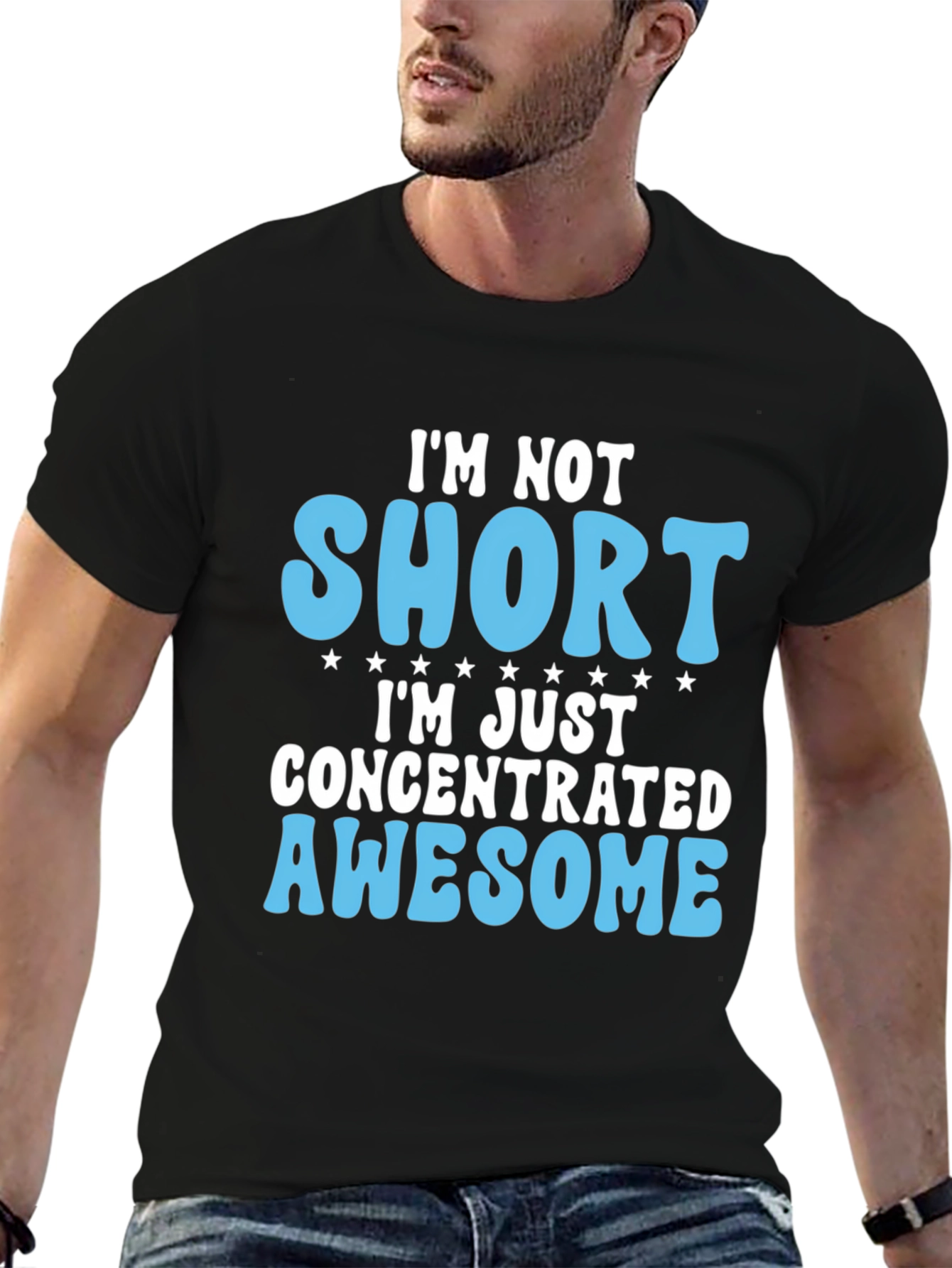 Funny Im Not Short Mens Black T-Shirt
