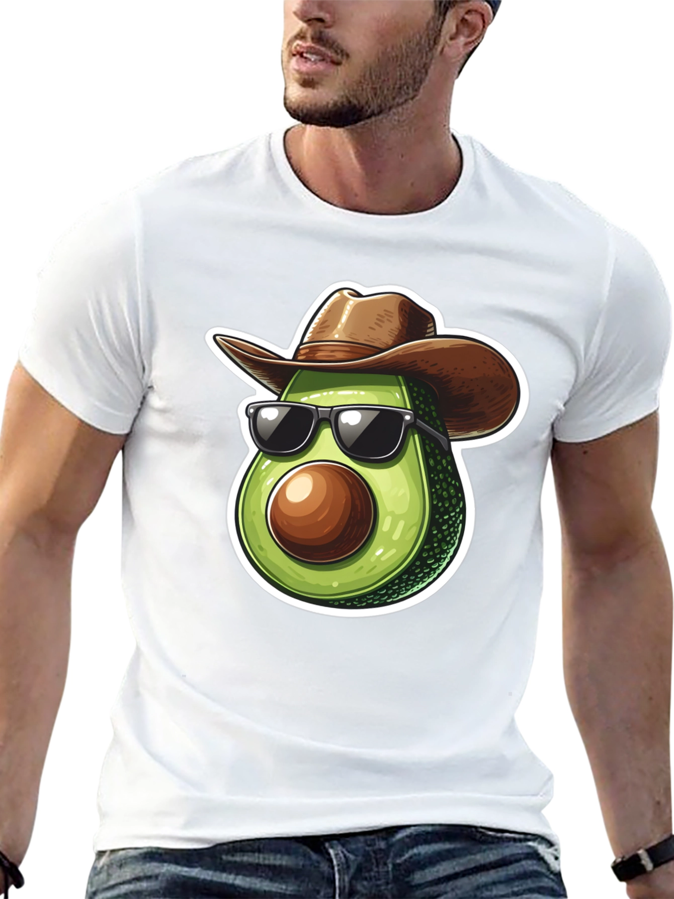 Cool Avocado Cowboy Graphic Tee - Black T-Shirt
