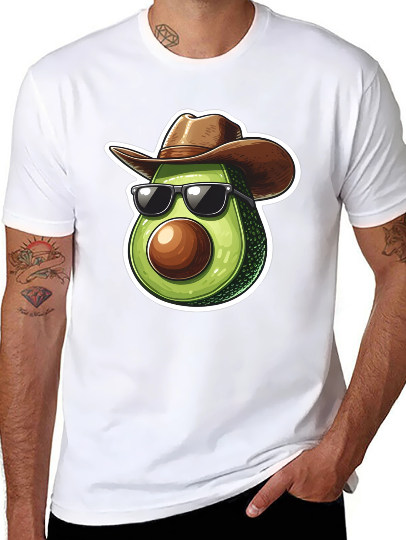 Cool Avocado Cowboy Graphic Tee - Black T-Shirt