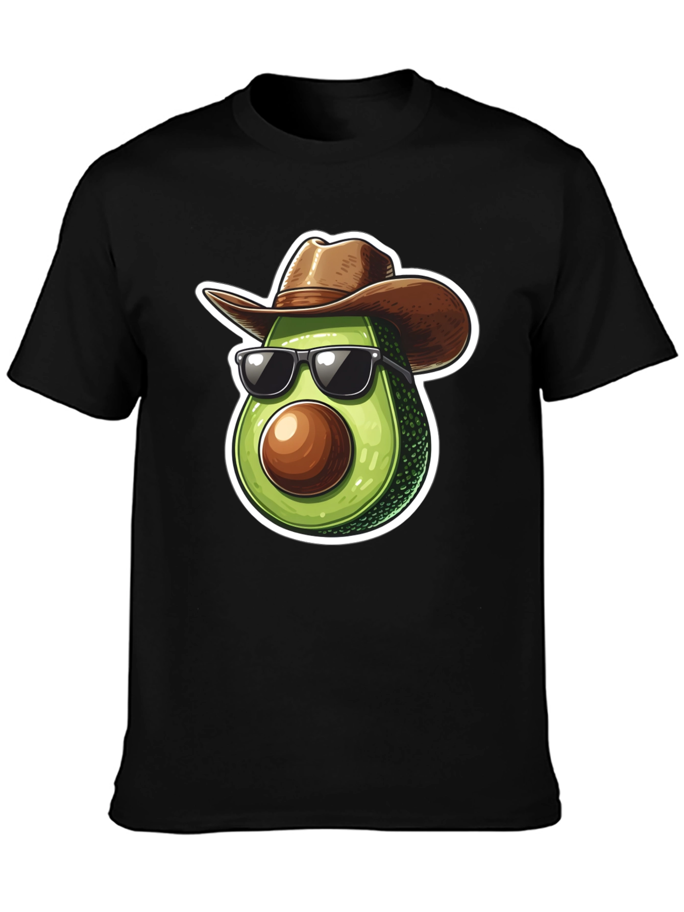 Cool Avocado Cowboy Graphic Tee - Black T-Shirt