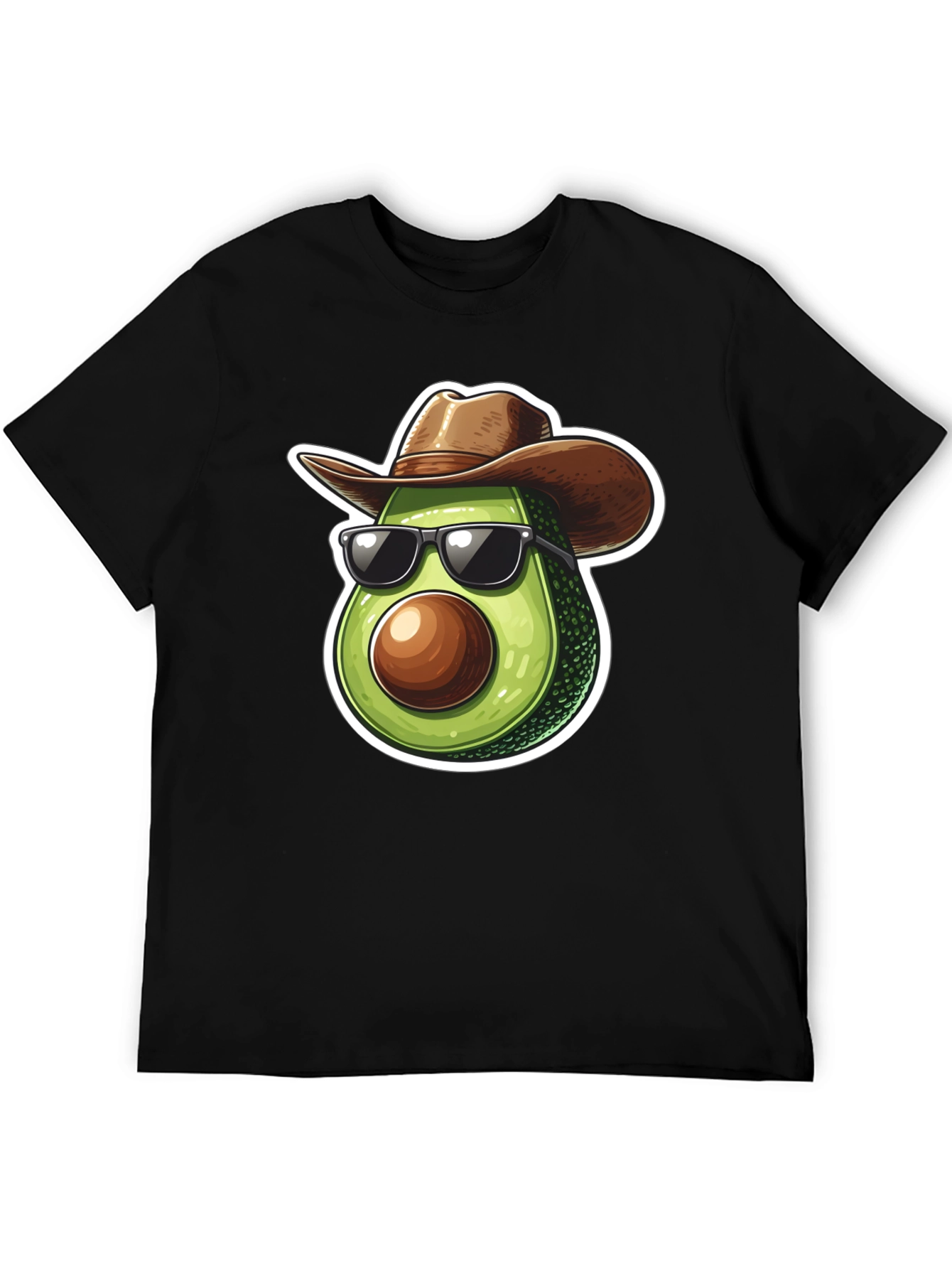 Cool Avocado Cowboy Graphic Tee - Black T-Shirt