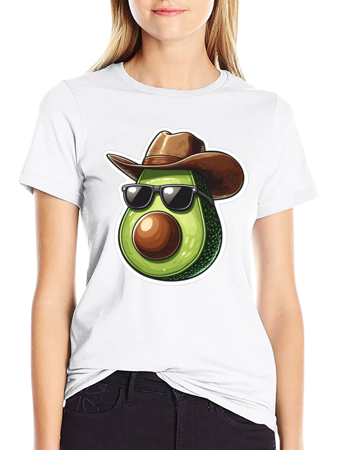 Cool Avocado Cowboy Graphic Tee - Black T-Shirt