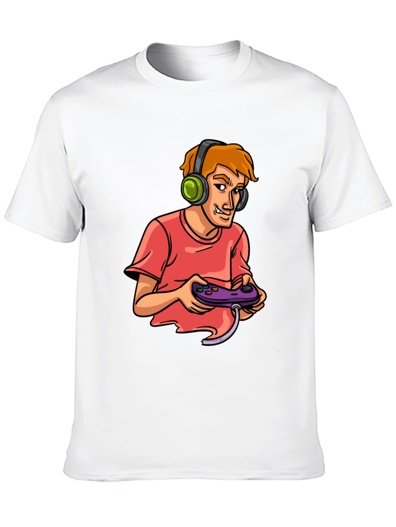 Gamer Cartoon Graphic Black T-Shirt