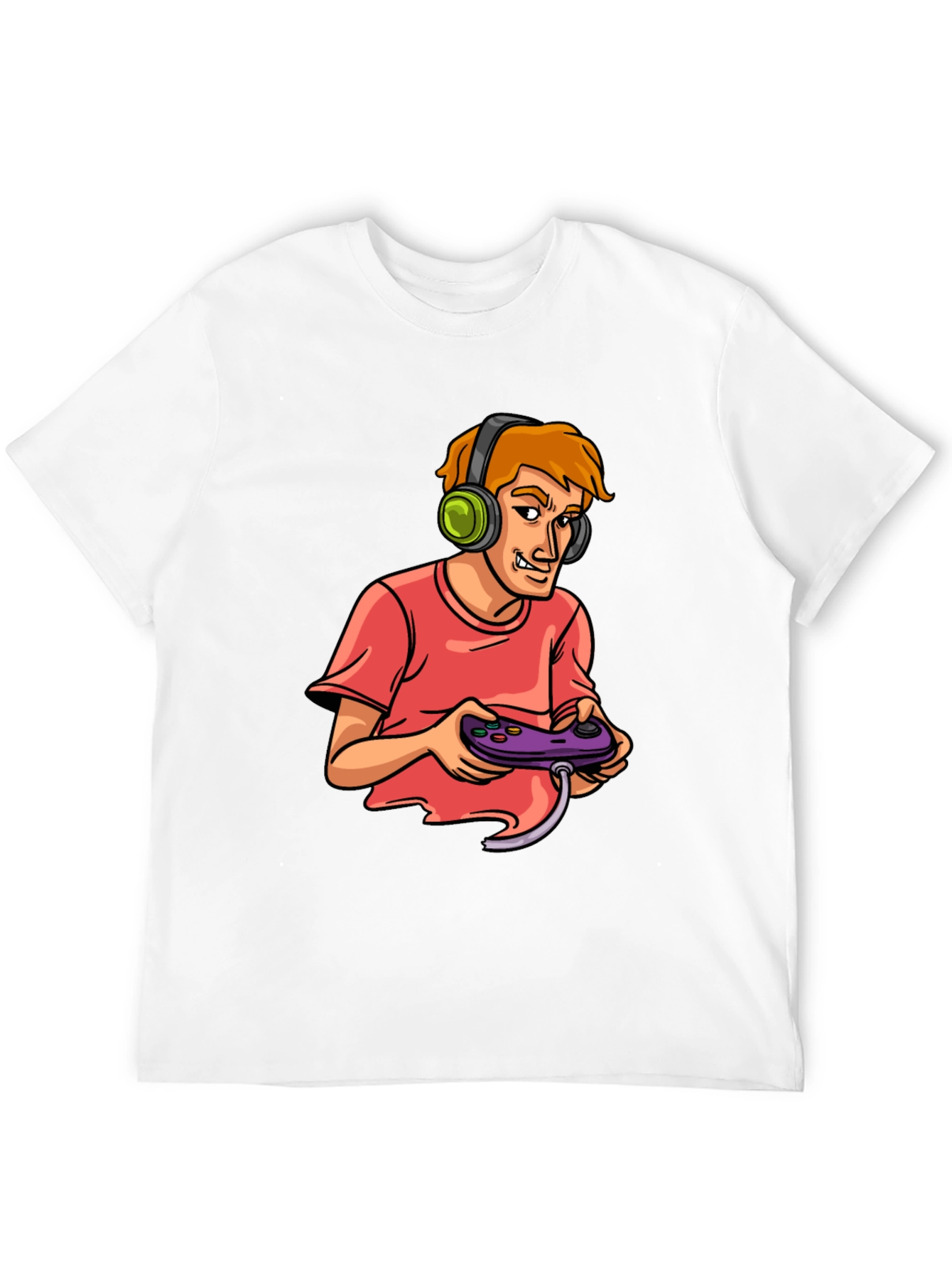 Gamer Cartoon Graphic Black T-Shirt