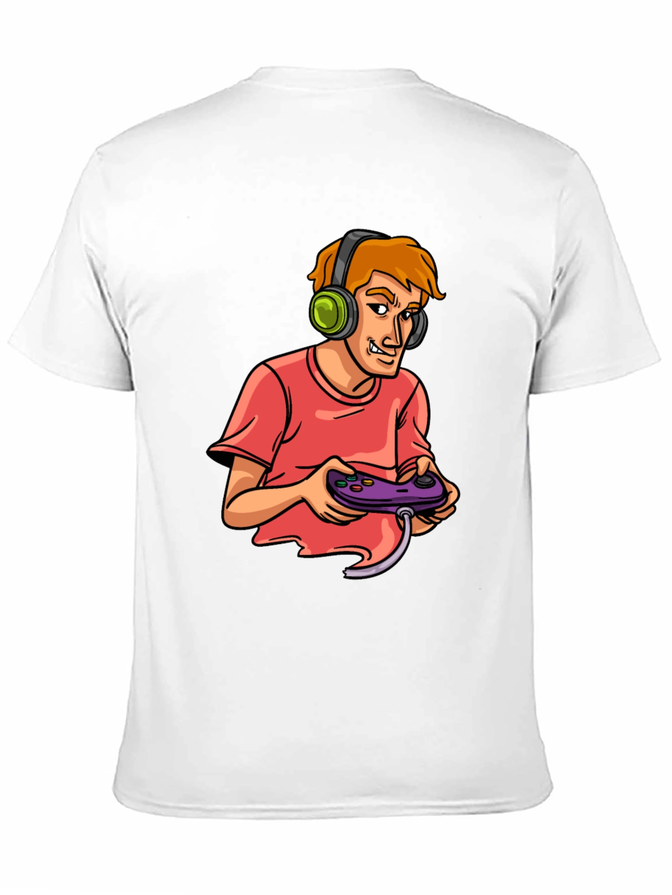 Gamer Cartoon Graphic Black T-Shirt