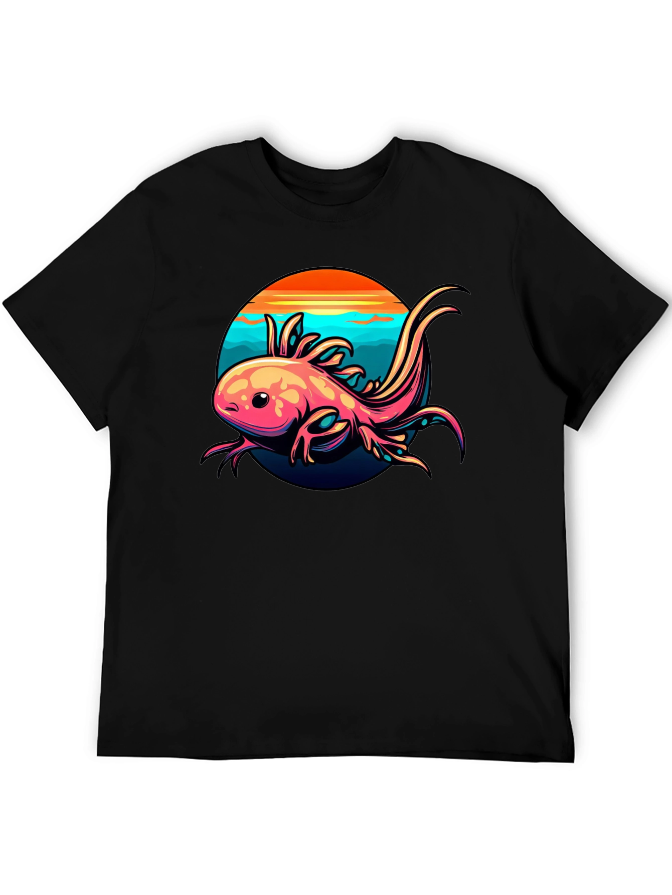 Axolotl Sunset Graphic Tee - Black